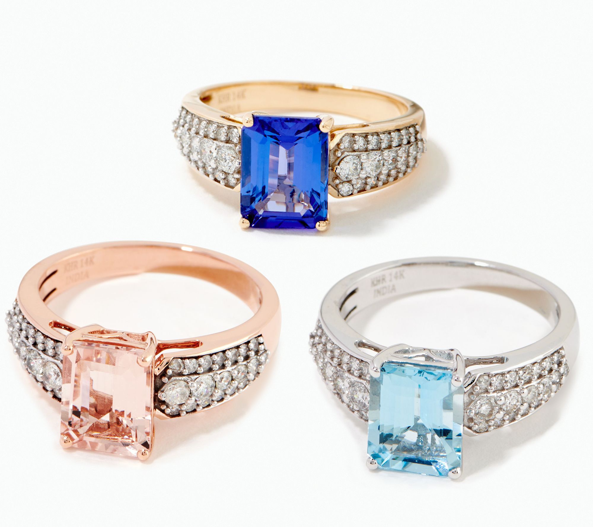 Affinity Gems Emerald Cut Gemstone & Diamond Ring, 14K Gold - QVC.com