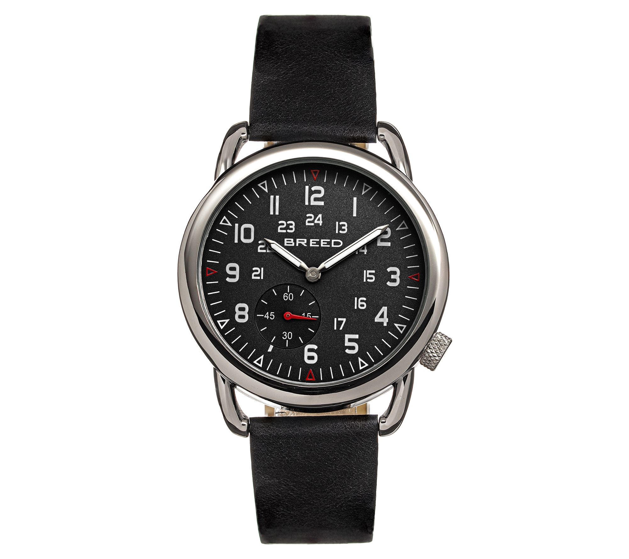 Breed Men's Regulator Black Leather Strap Watch