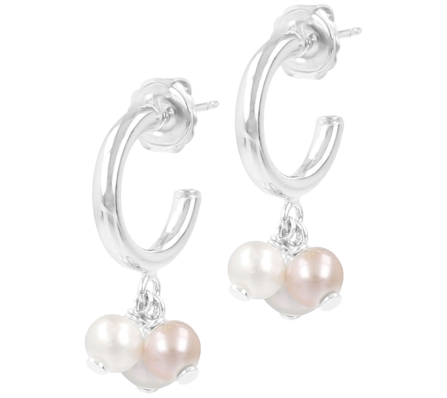Affinity Cultured Pearl Dangle Hoop Earrings, Sterling - QVC.com