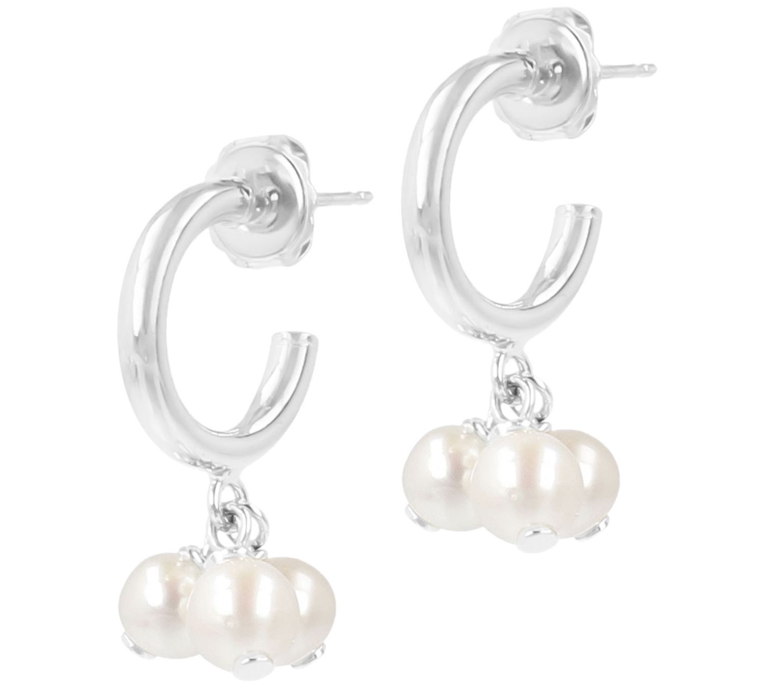 Honora Cultured Pearl Dangle Hoop Earrings, Steling
