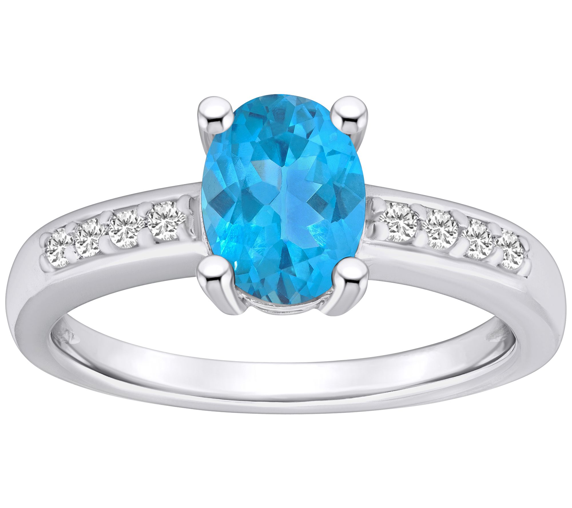 Affinity Gems Oval Gemstone & Diamond Ring, 14K White Gold