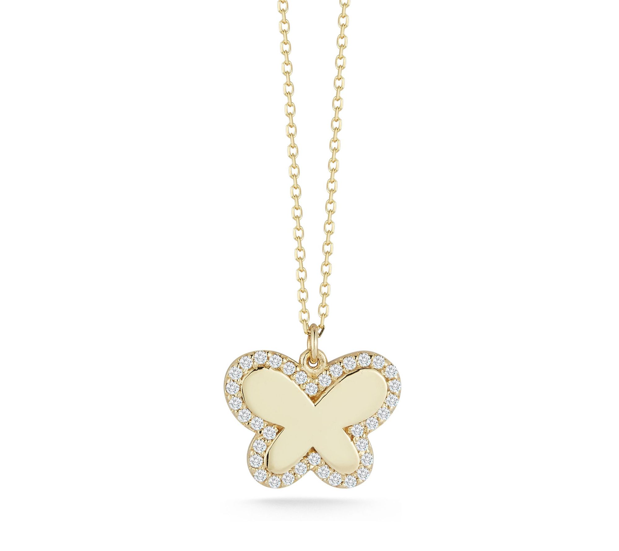 Luminosa Gold Diamond Accent Butterfly Pendan t w/ Chain, 14K