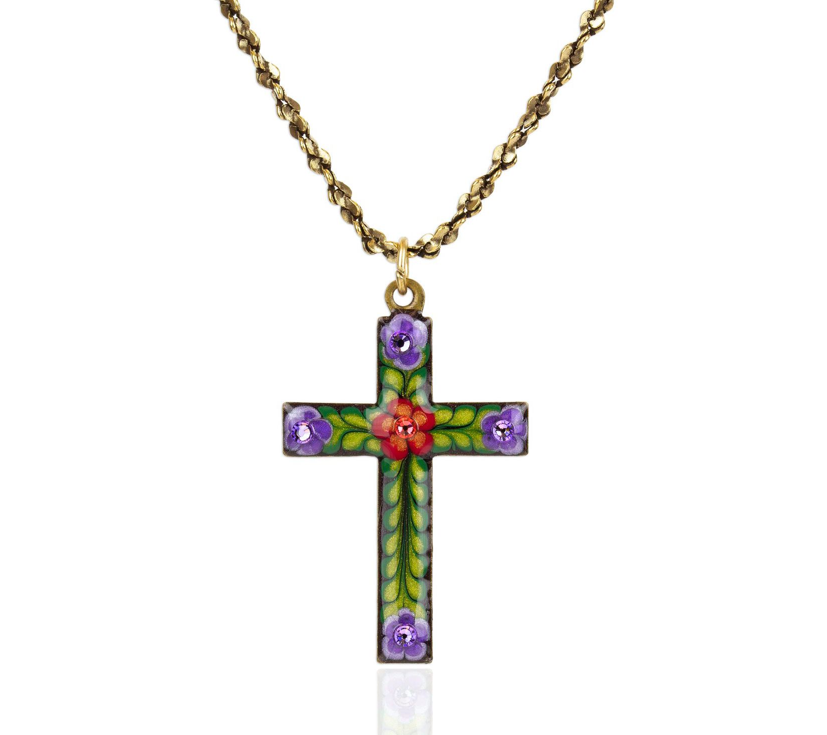 Anne Koplik Fall Spice Jill's Garden Cross Pendant with Chain
