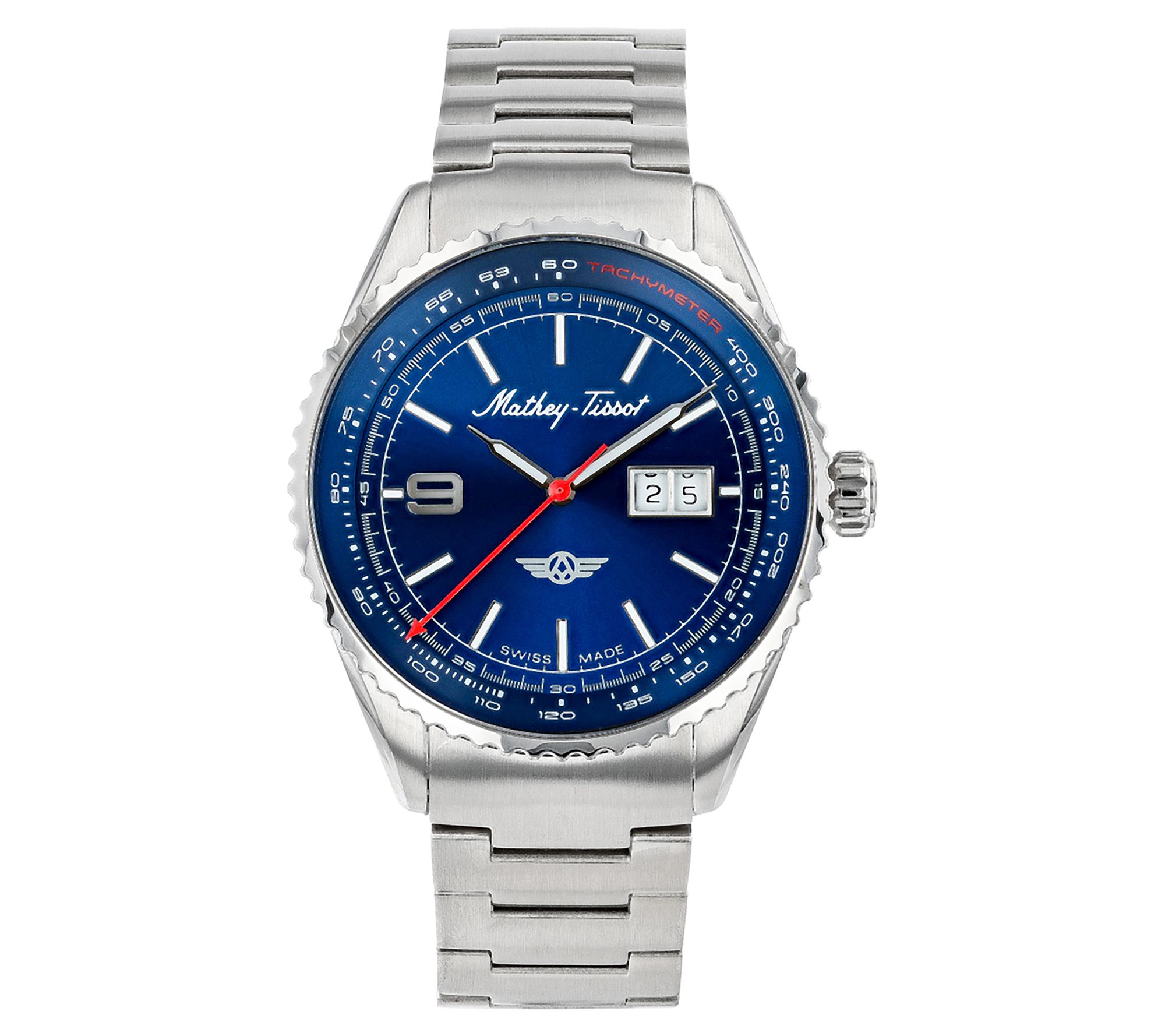 Mathey Tissot Men s Stainless Atlas Blue Dial Watch QVC