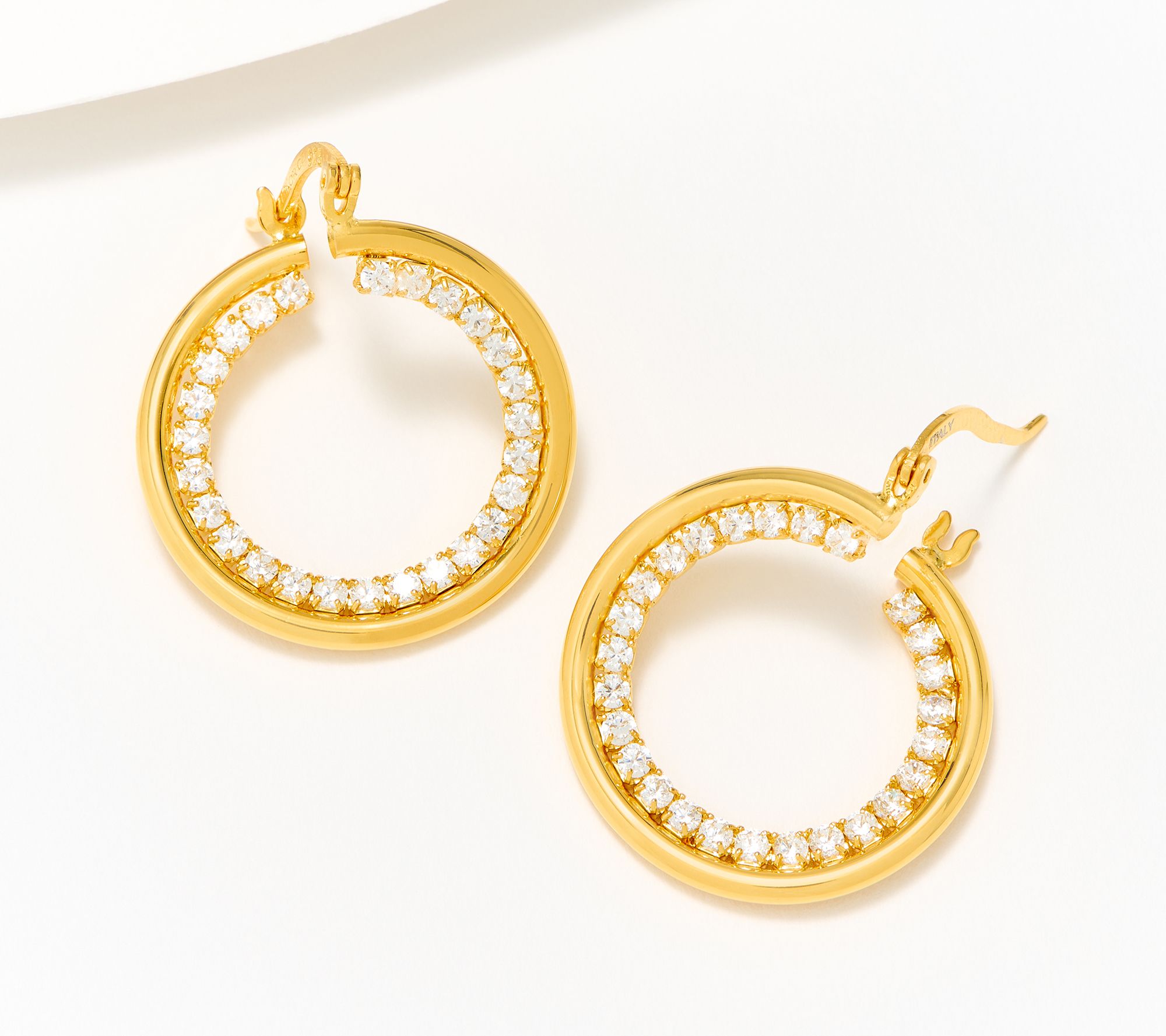 Diamonique Italia Sculptural 7/8" Hoop Earrings, Sterling Silver