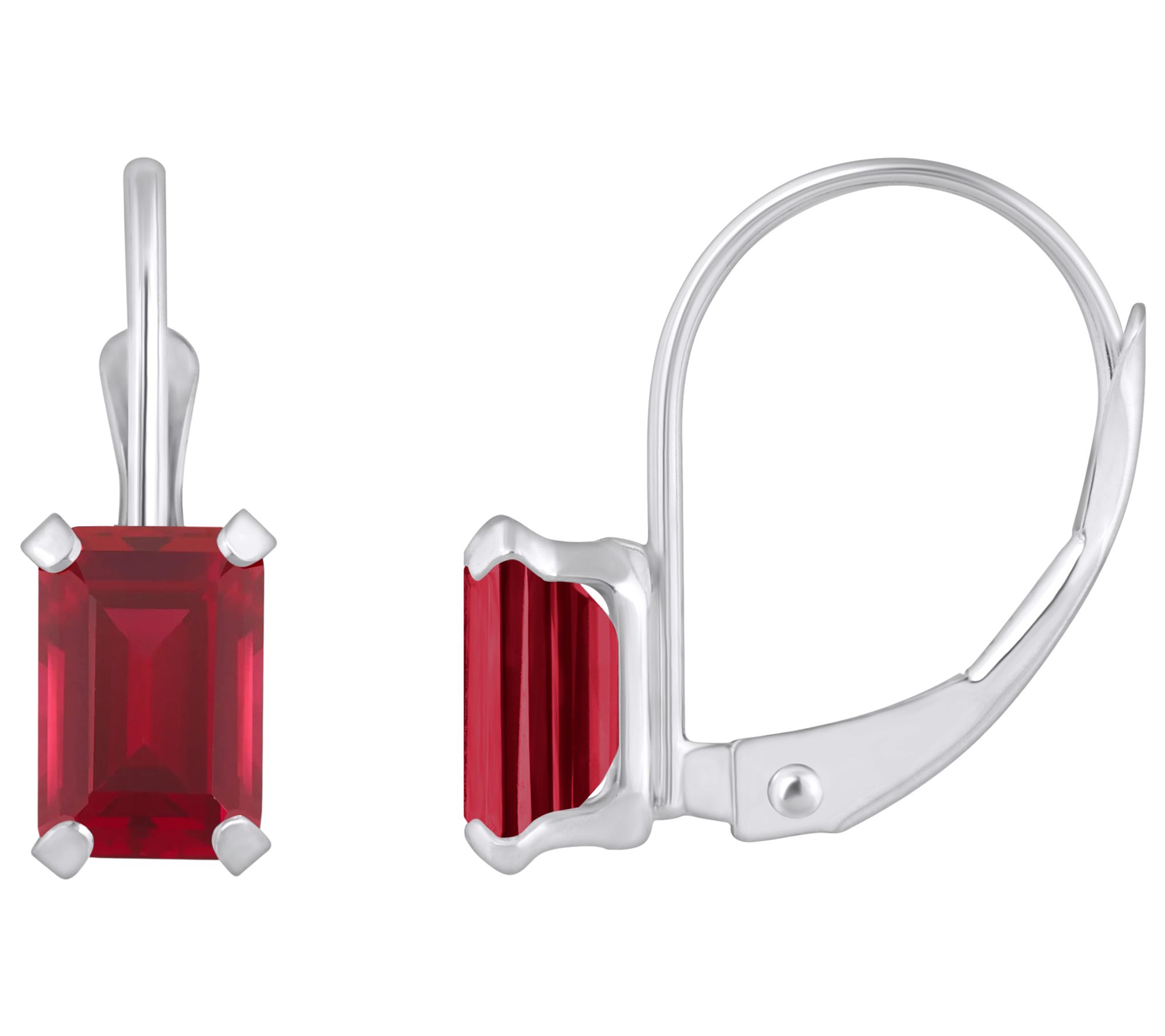 Affinity Gems Created Leverback Earrings, 10K White Gold