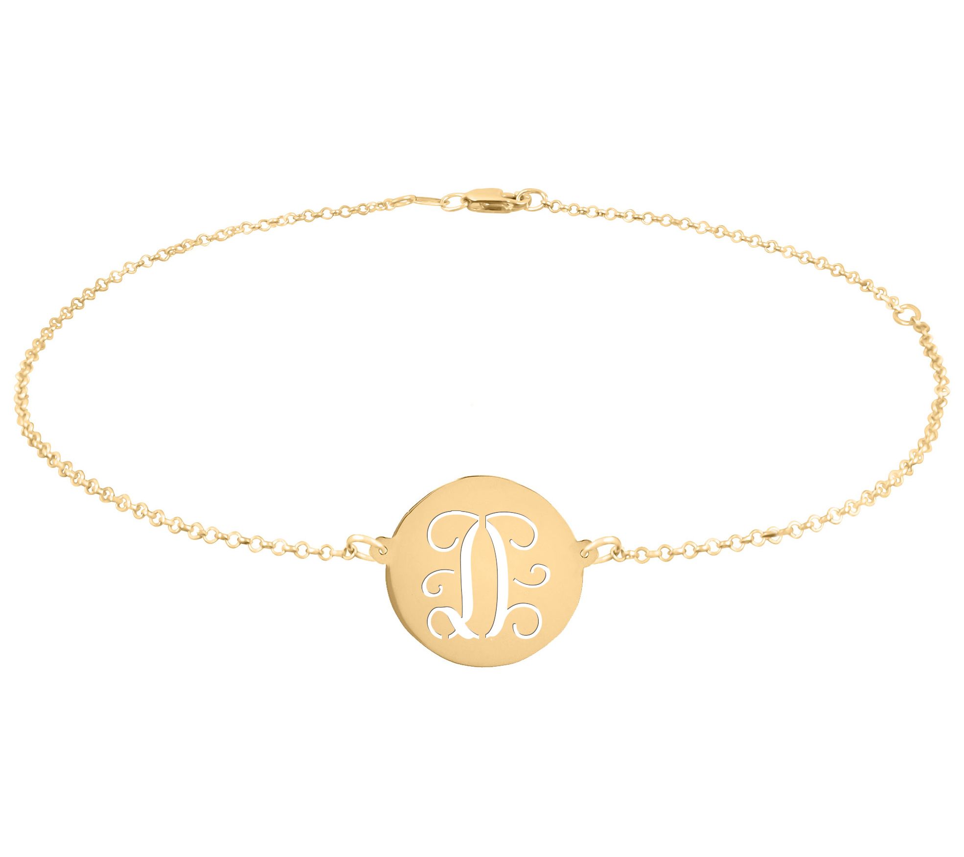 Personalized 14K Plated Script Initial Disc Ankle Bracelet