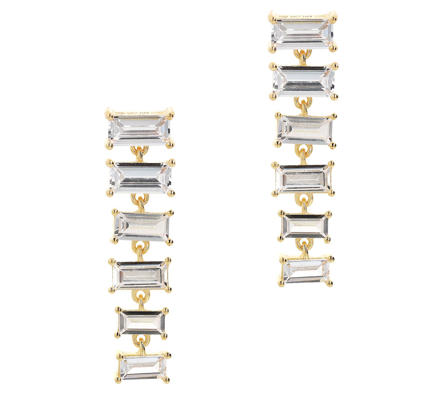 Diamonique Italia Graduated Dangle Earrings, Sterling Silver