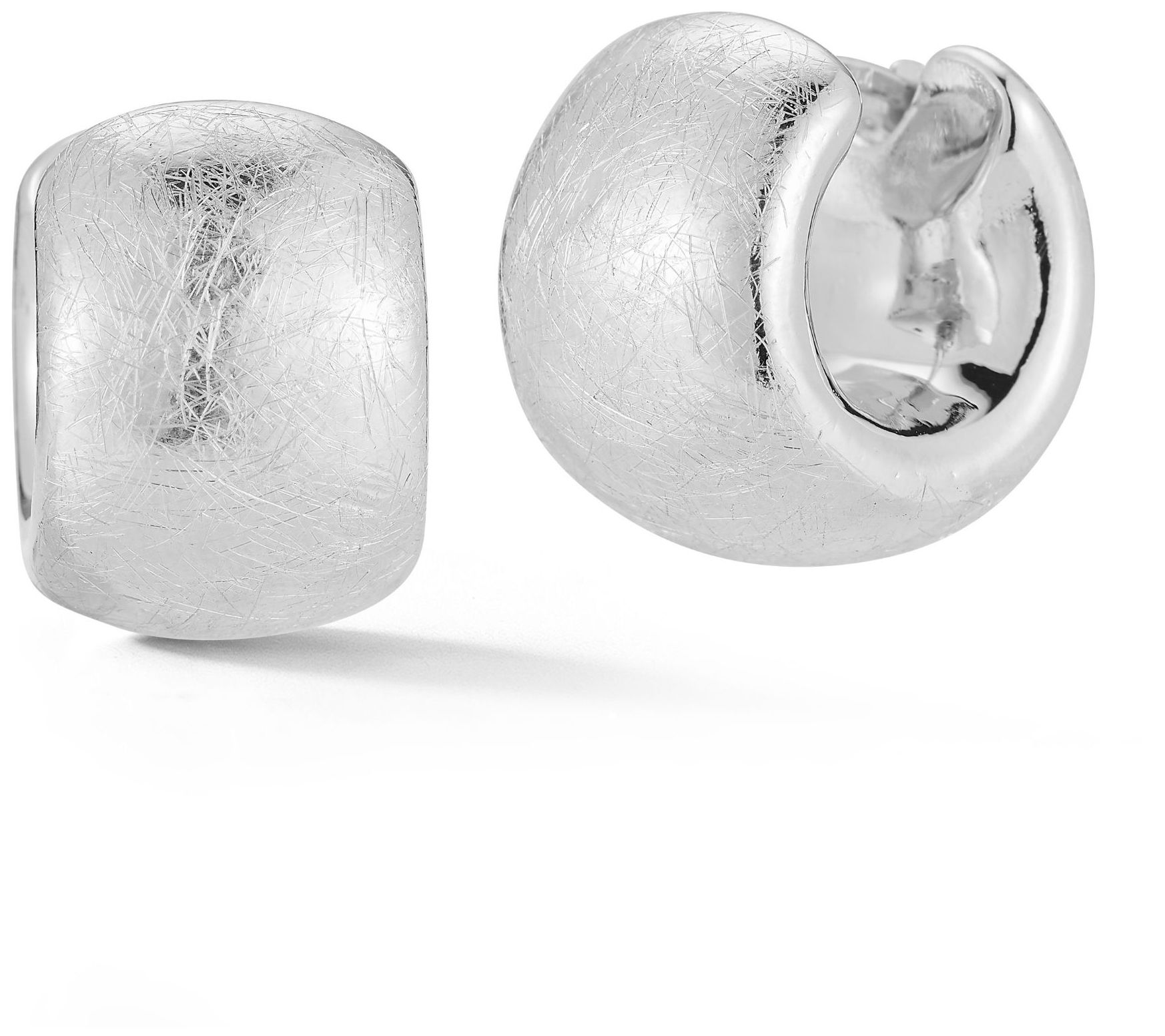 Italian Silver Textured Hollow Rounded Earrings, Sterling