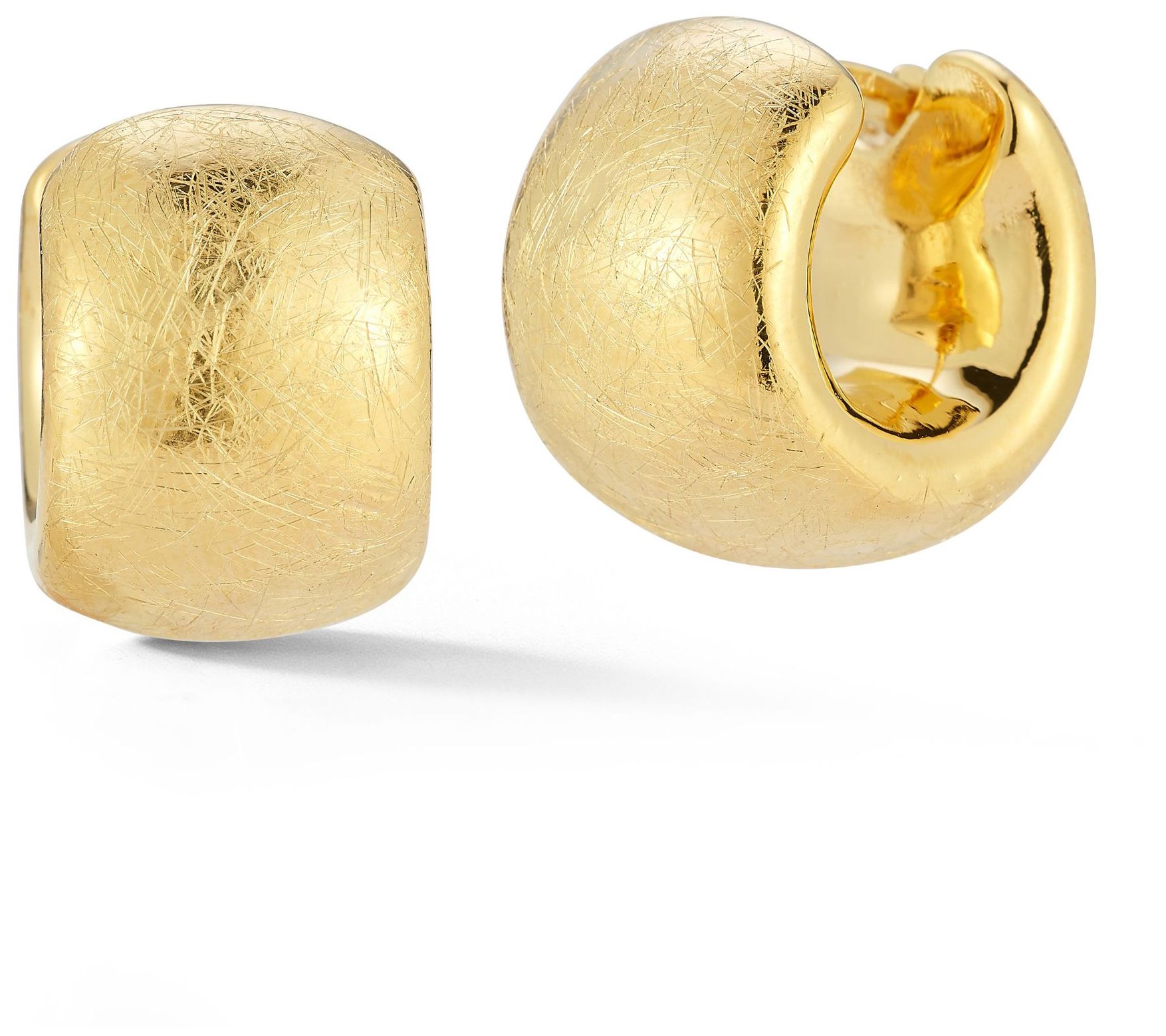 Italian Silver Textured Hollow Rounded Earrings , Sterling