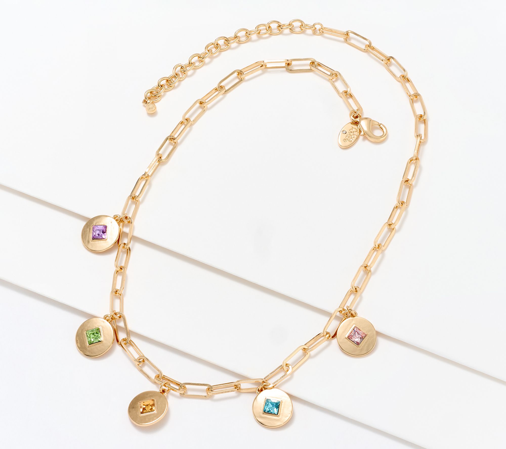 Joan Rivers Paperclip Chain Necklace with Medallion Drops - QVC.com