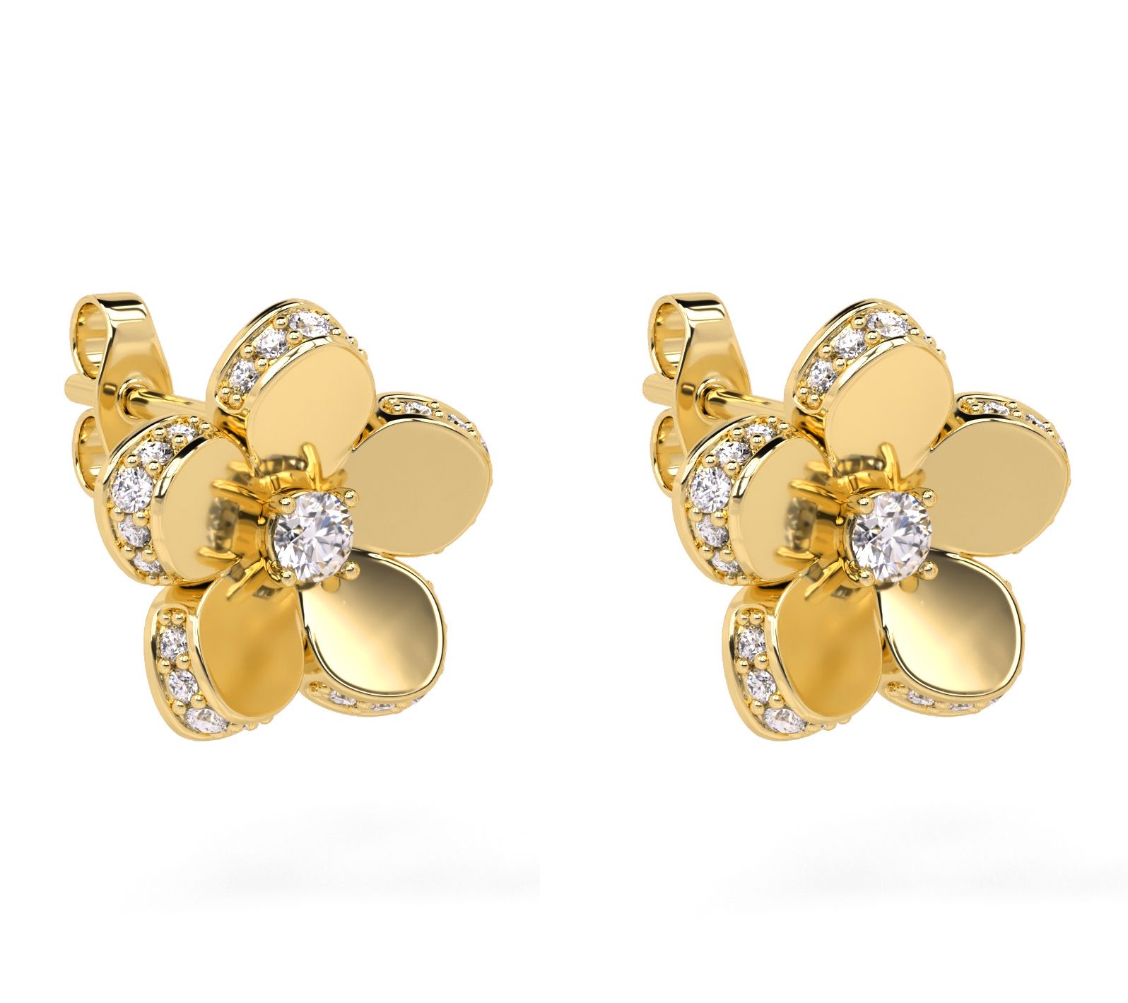 Diamonique 0.55 cttw Flower Stud Earrings, Sterling Silver