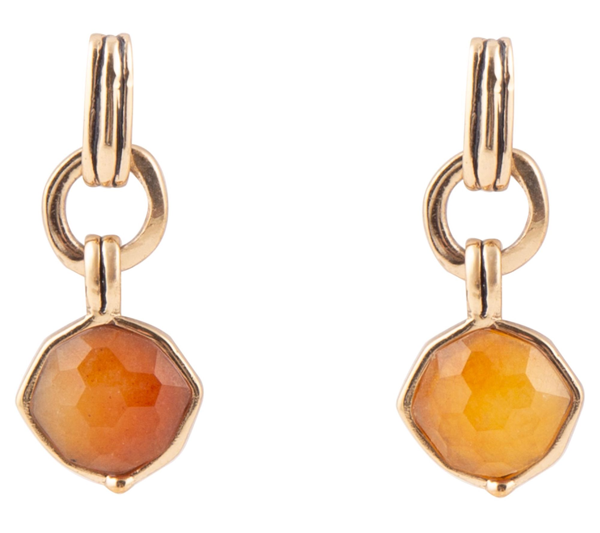 Barse Artisan Crafted Bronze Orange Quartz DropEarrings