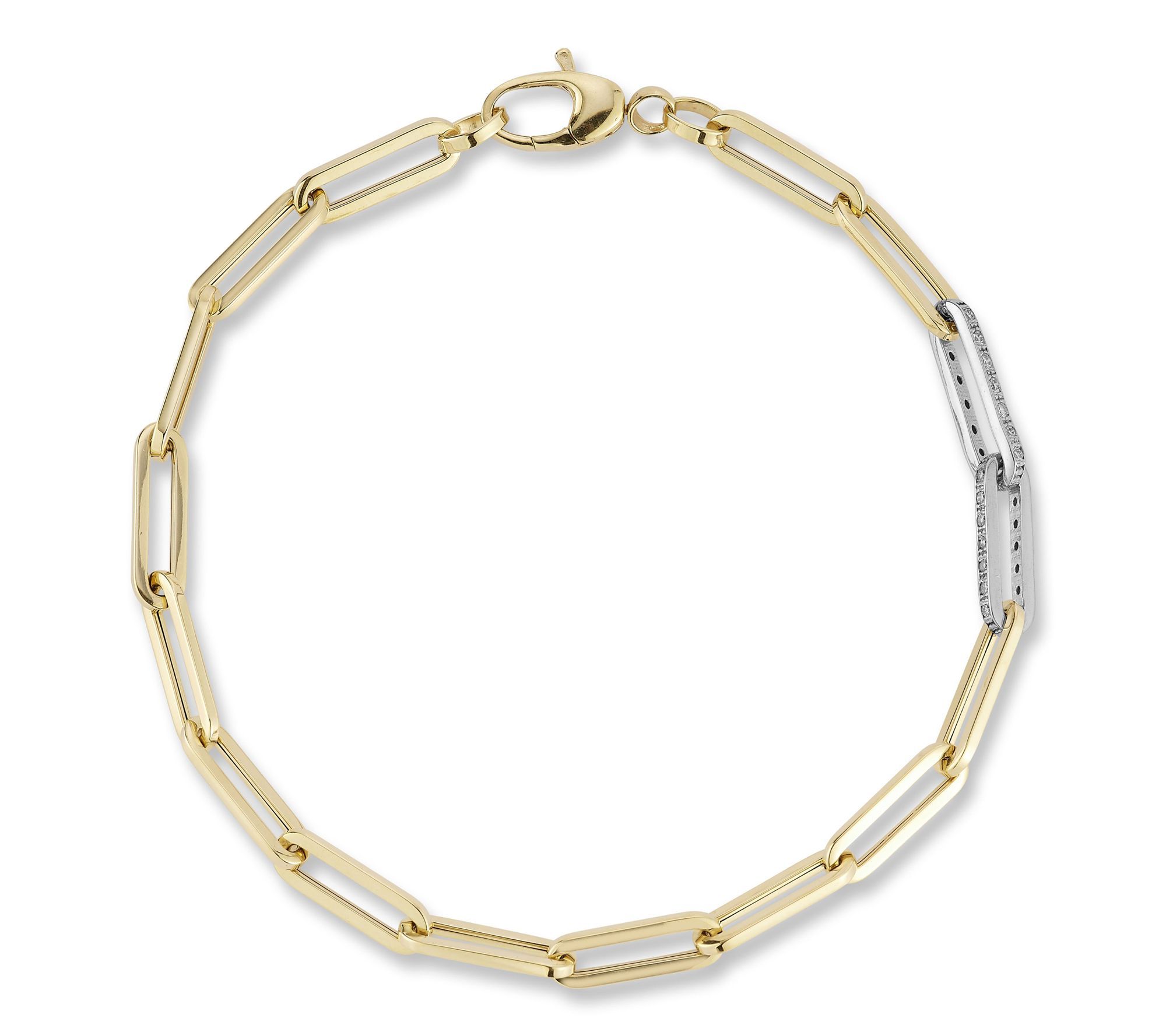 Italian Gold Thin Diamond Paperclip Link Bracelet, 14K