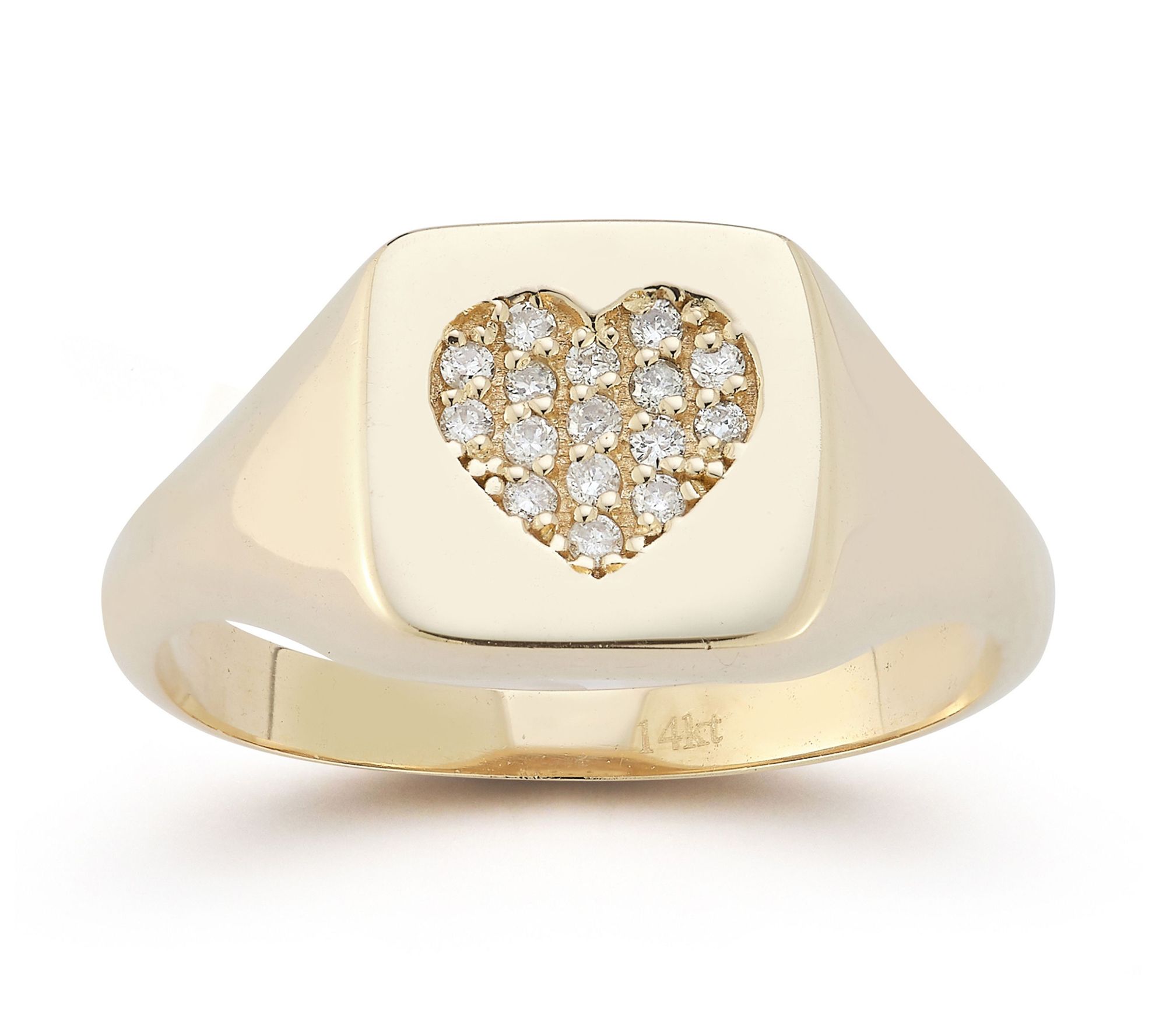 Luminosa Gold Diamond Heart Signet Ring, 14K
