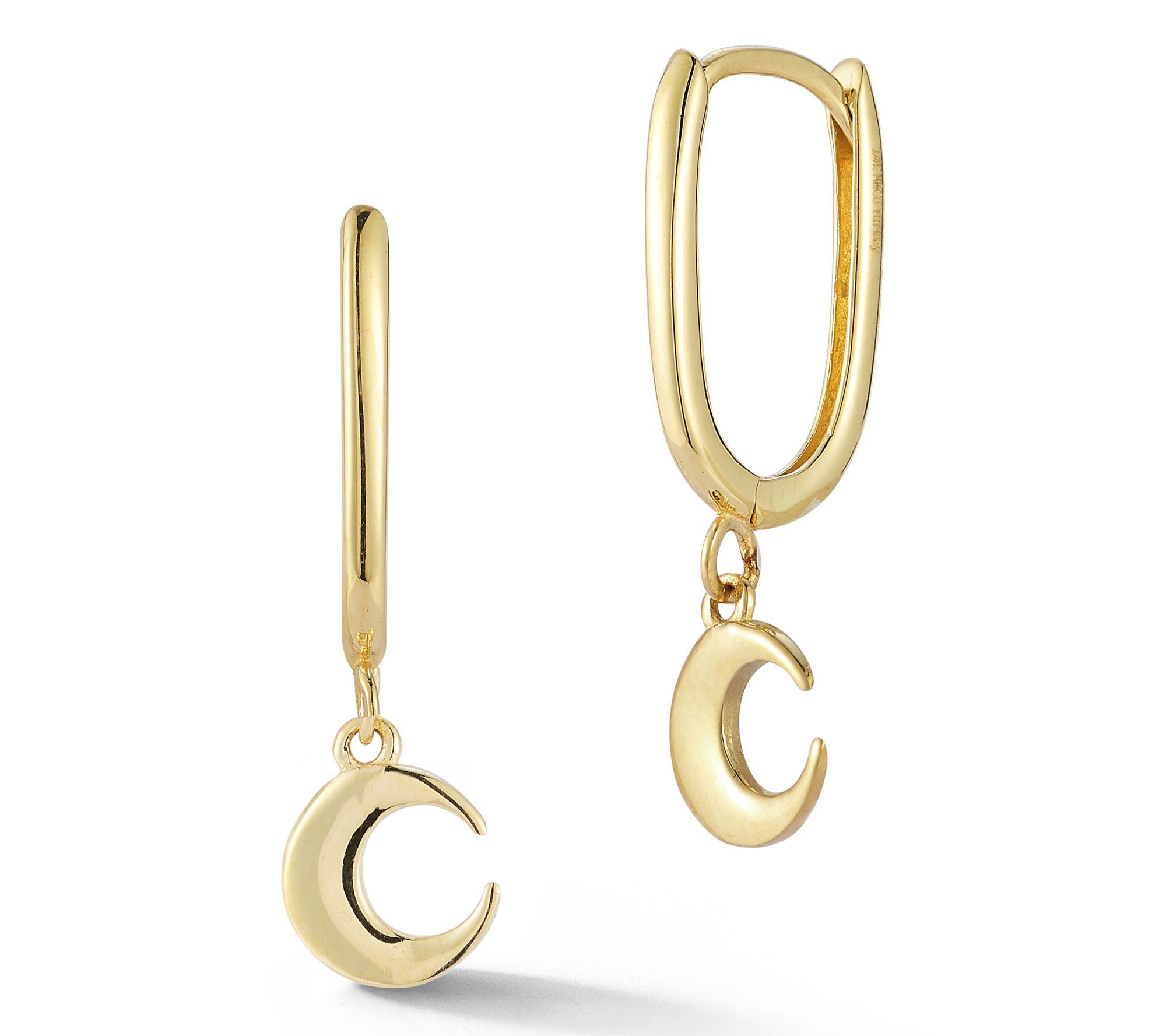 Luminosa Gold Crescent Moon Charm Huggie Hoop Earrings, 14K