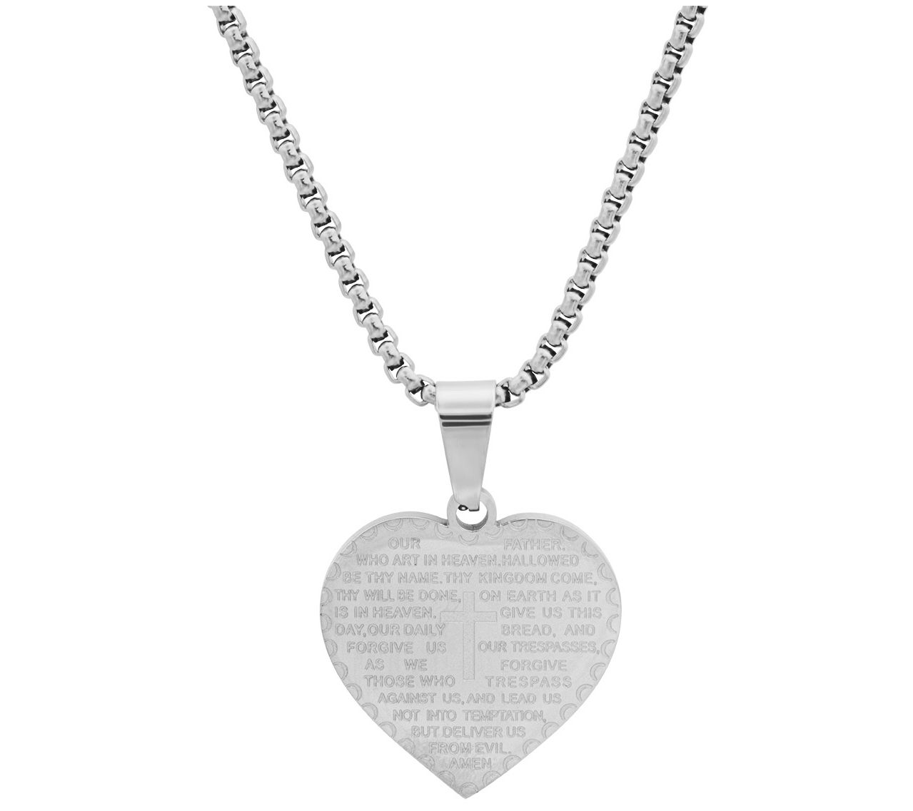 Steel By Design The Lords Prayer Heart Pendantw/ Chain