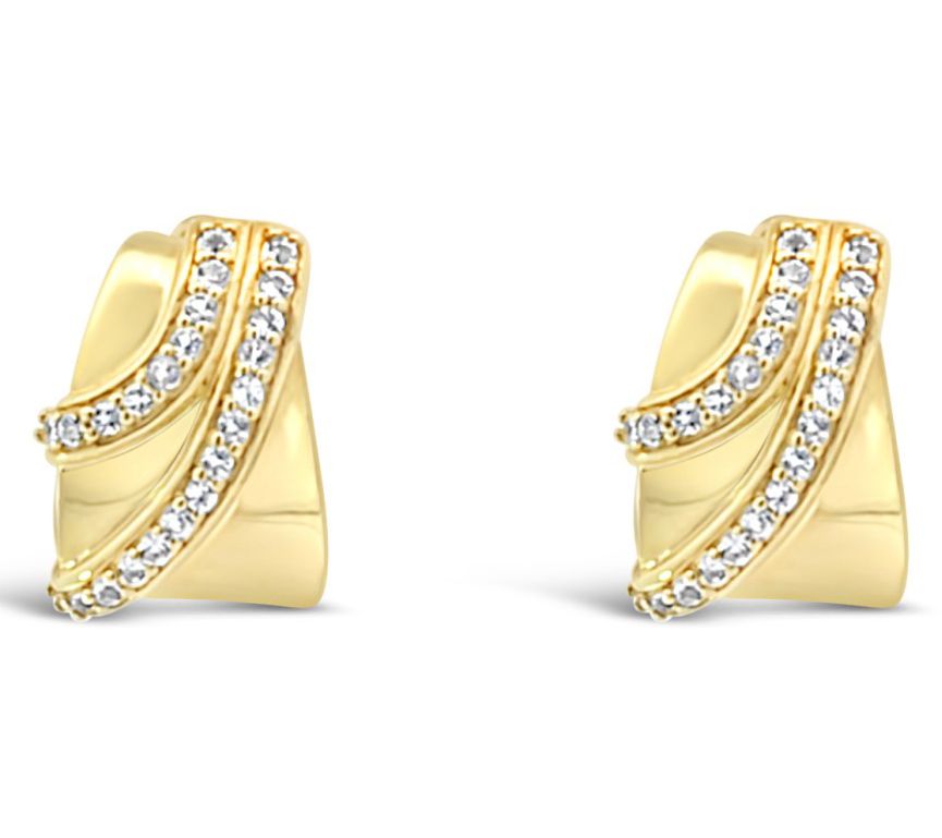 Ariva Sterling Silver White Topaz Bently HuggieHoop Earrings