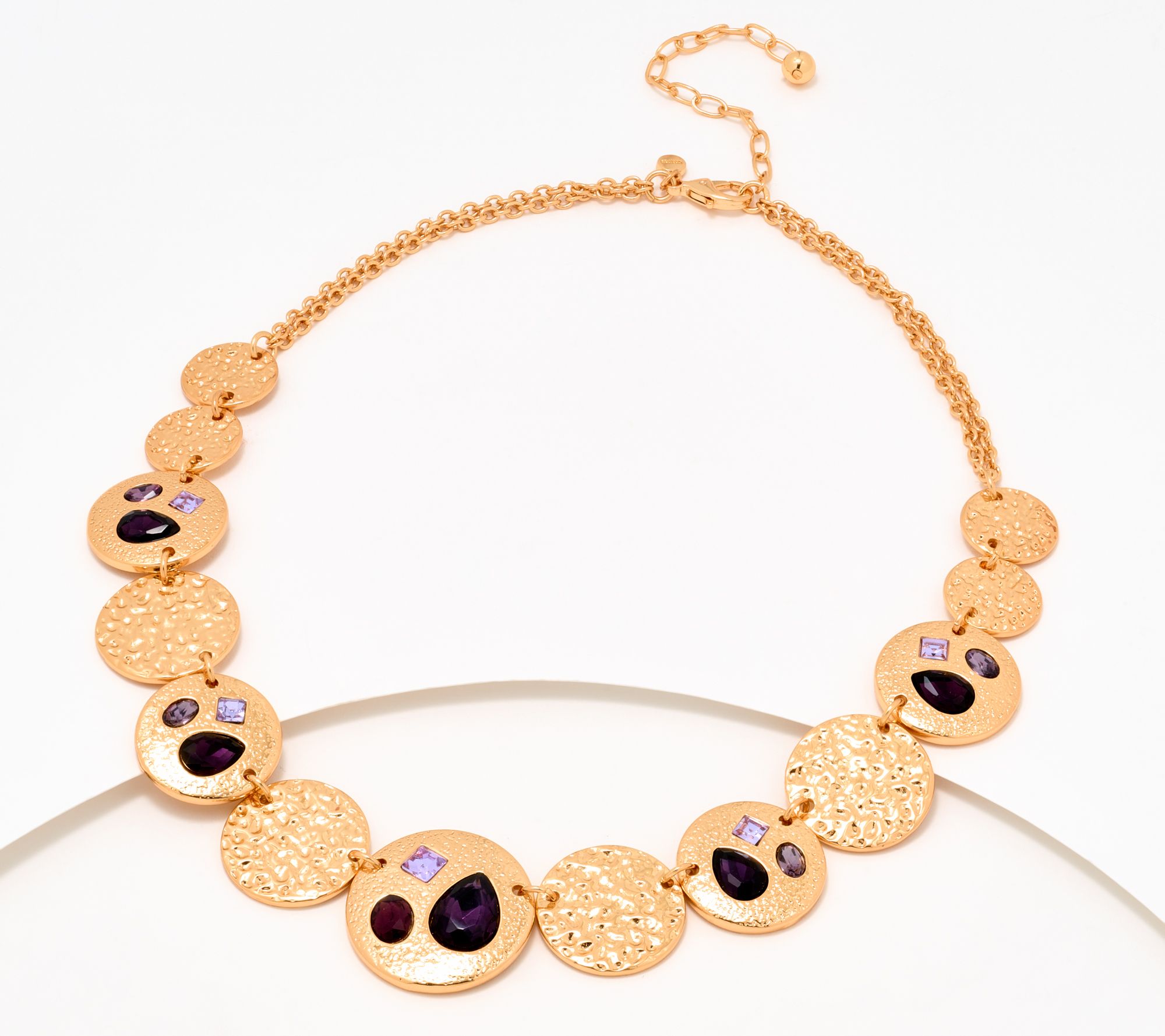 "As Is" Susan Graver Multi Stone Hammered Metal Necklace