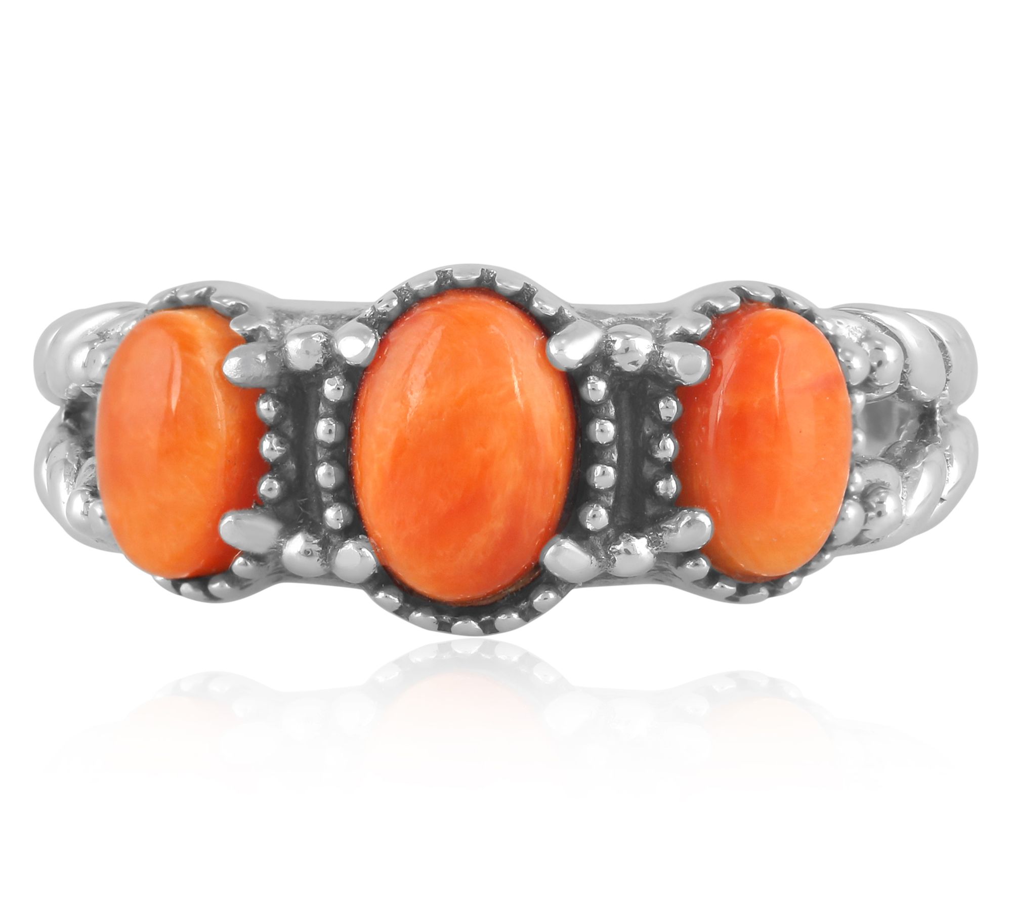 American West Sterling Silver Oval Gemstone Friendship Ring