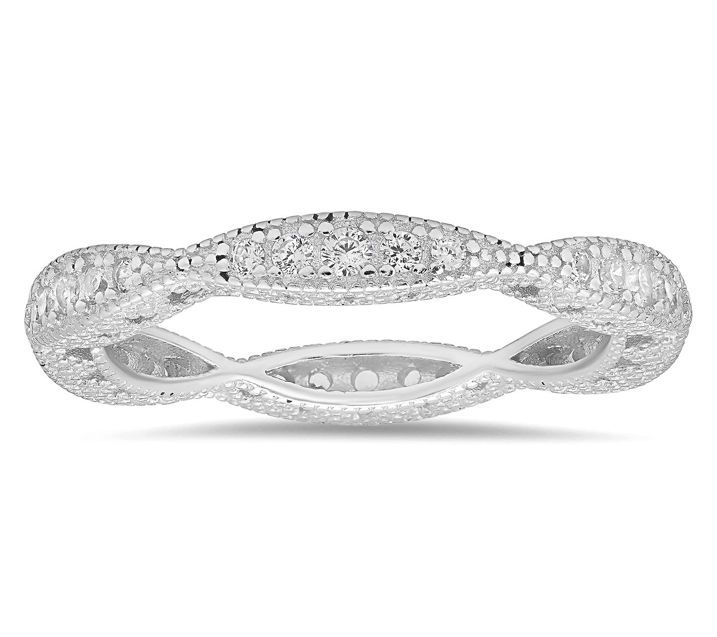 Diamonique Vintage Swirl Eternity Band Ring, Sterling Silver