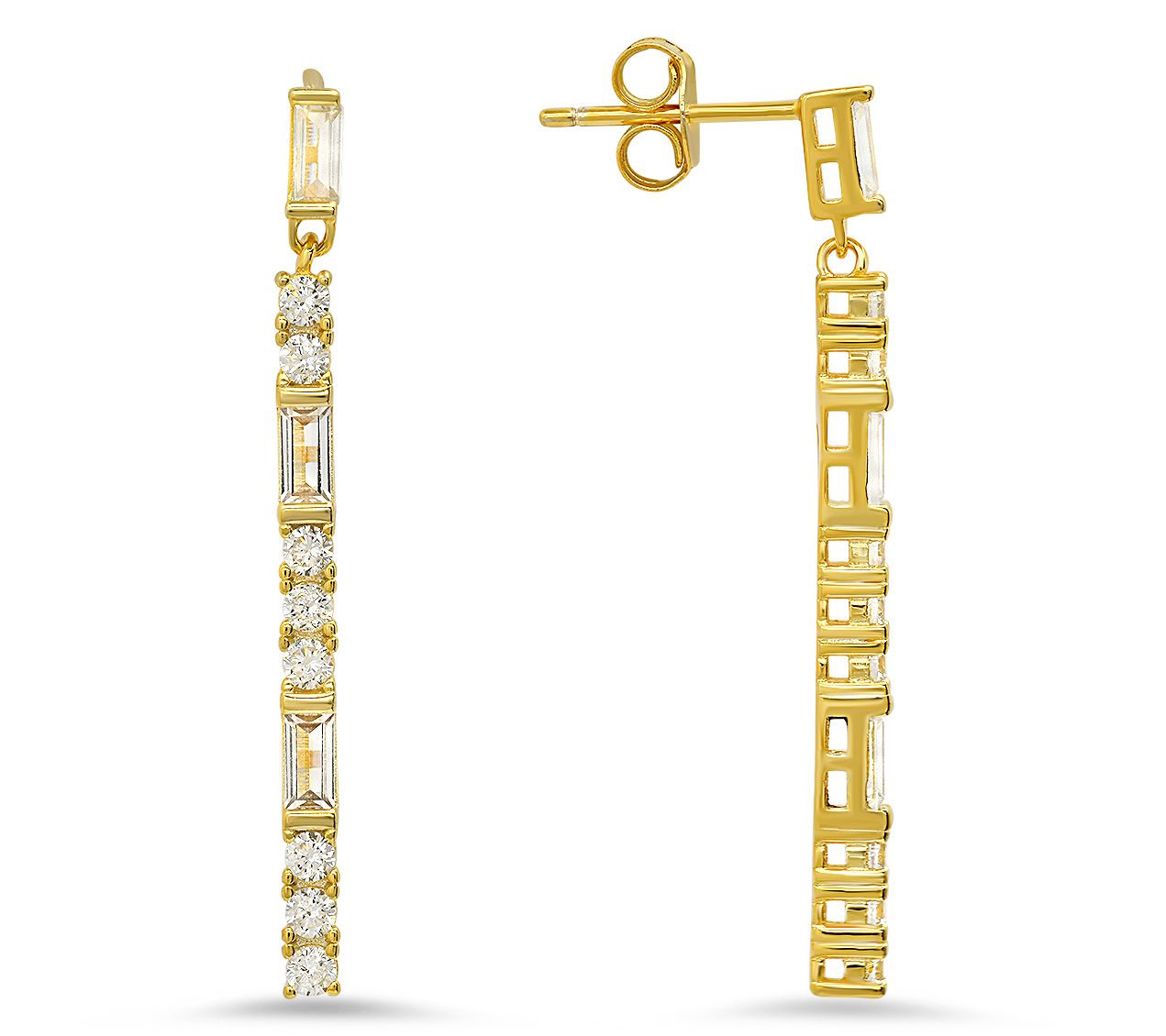 Diamonique Dangling Bar Earrings, Sterling Silver
