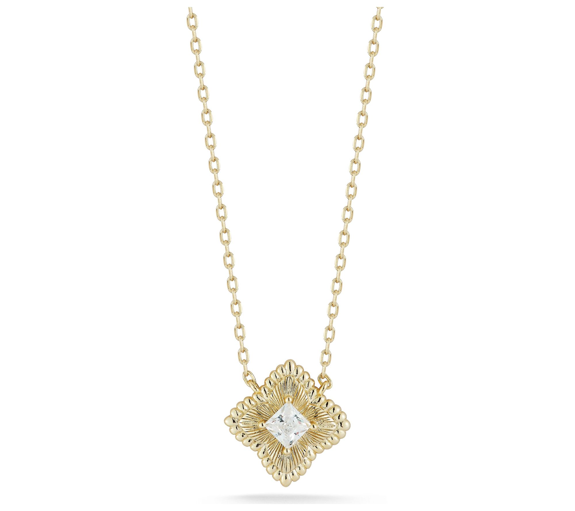 Sterlina Silver Square Clover Necklace, Sterling