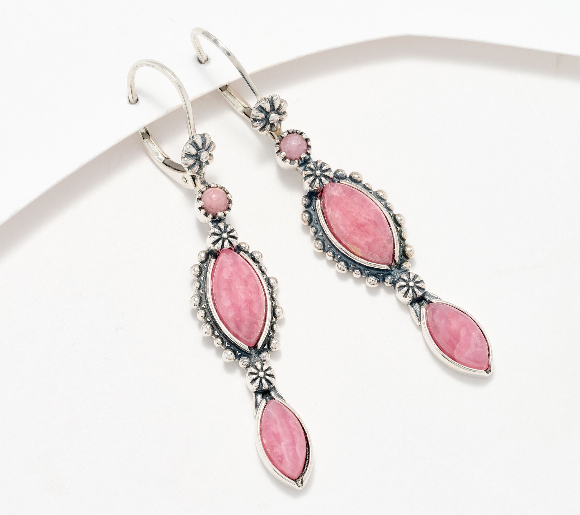 American West Sterling Silver Marquise Gem Leverback Earrings