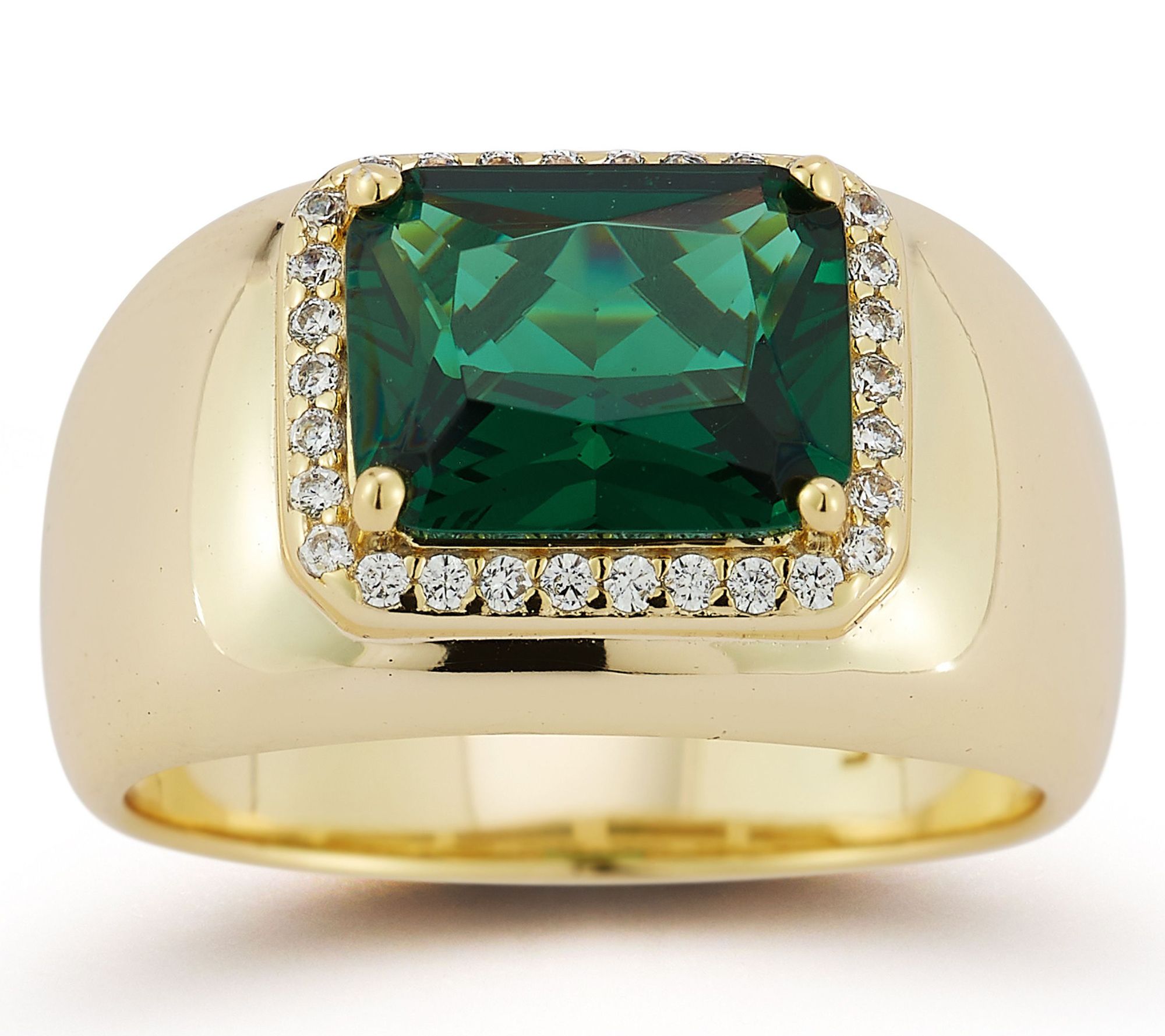 Rachel Zoe Green Radiant Cut Dome Ring, 14K Gold Plated