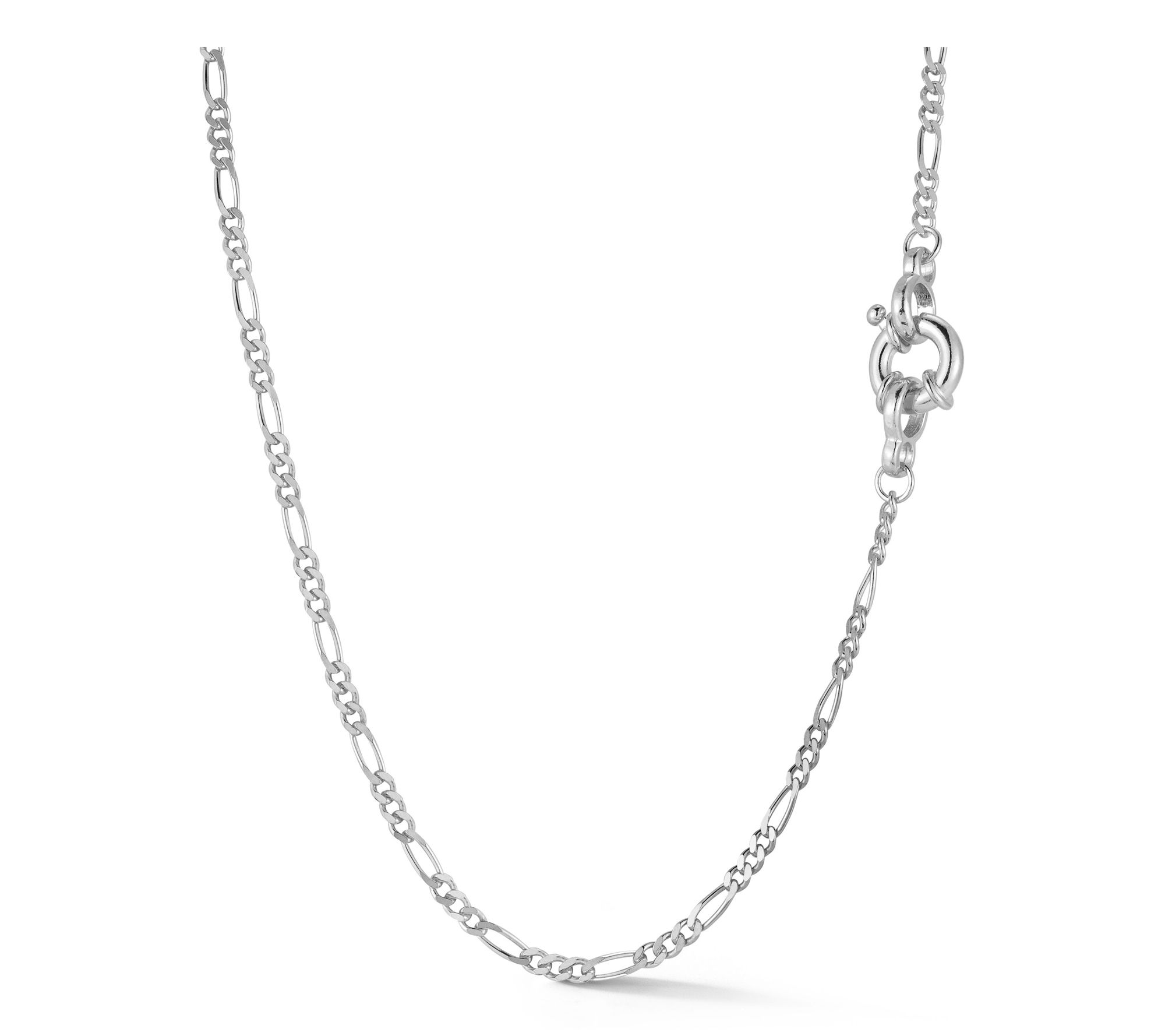 Italian Silver 16" Bold Clasp Figaro Chain Necklace, Sterling