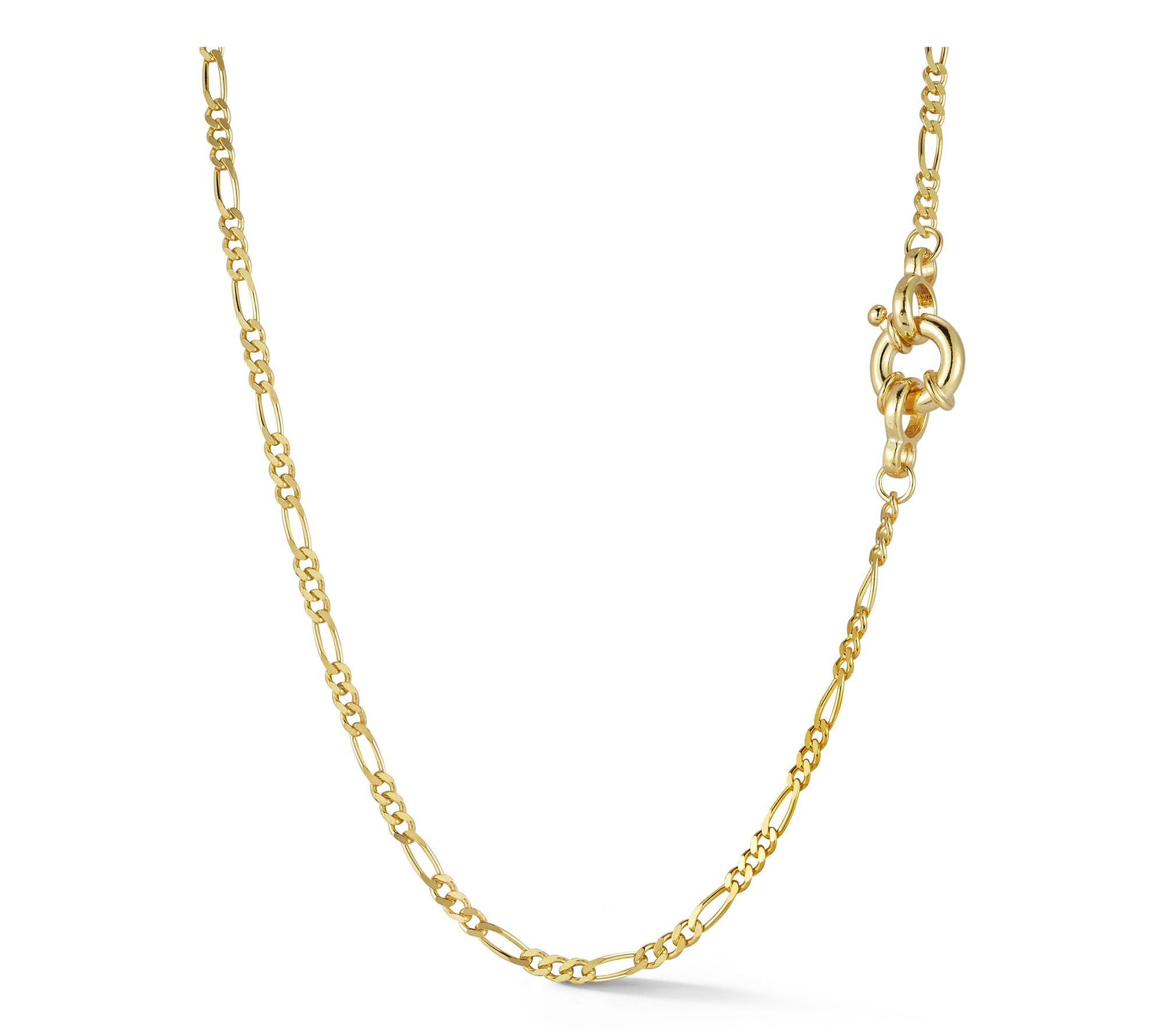 Italian Silver 16" Bold Clasp Figaro Chain Necklace, Sterling