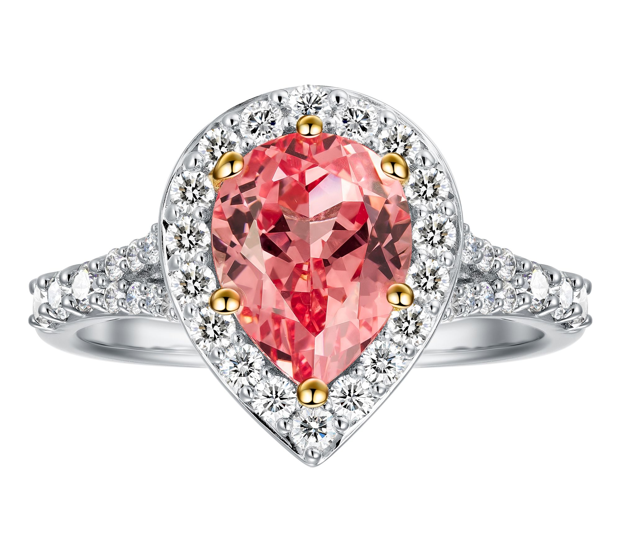 Fire Light Grown Diamond & Padparadscha Ring, Sterling