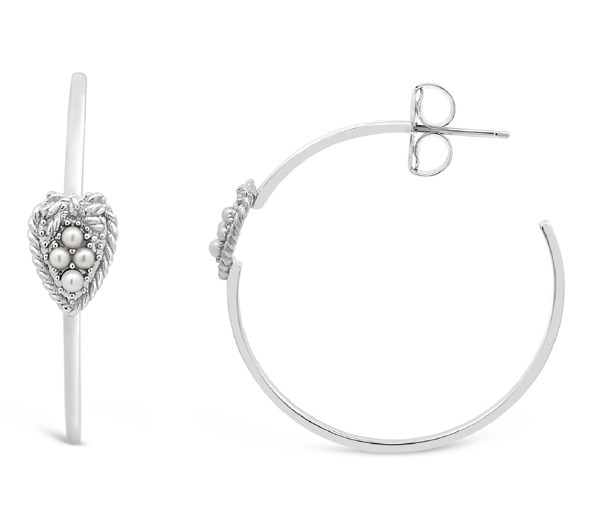 Goddaughters Sterling Love Knot Cultured PearlHoop Earrings
