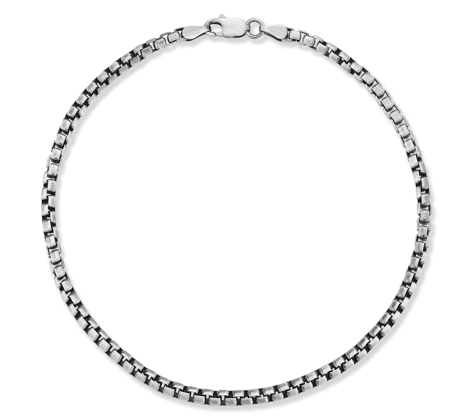 Italian Silver Men's 9" Oxidized Round Box Bracelet, Sterling