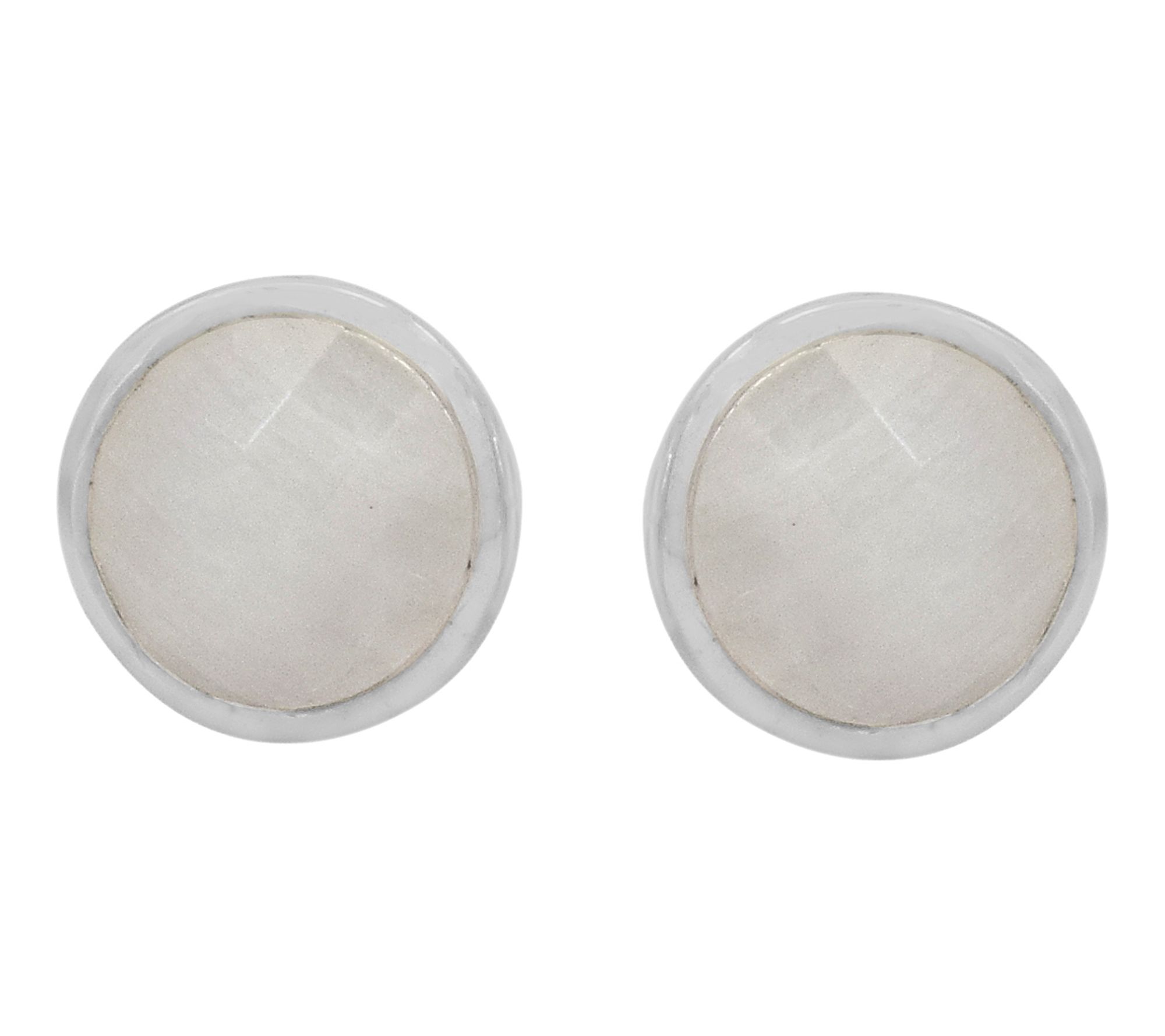 Sterling Silver Rock Crystal Checkerboard Stud Earrings