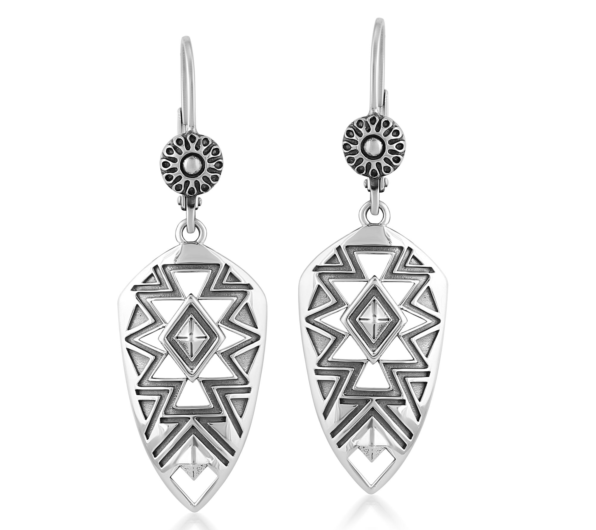 American West Sterling Silver Shield Shape Earrings