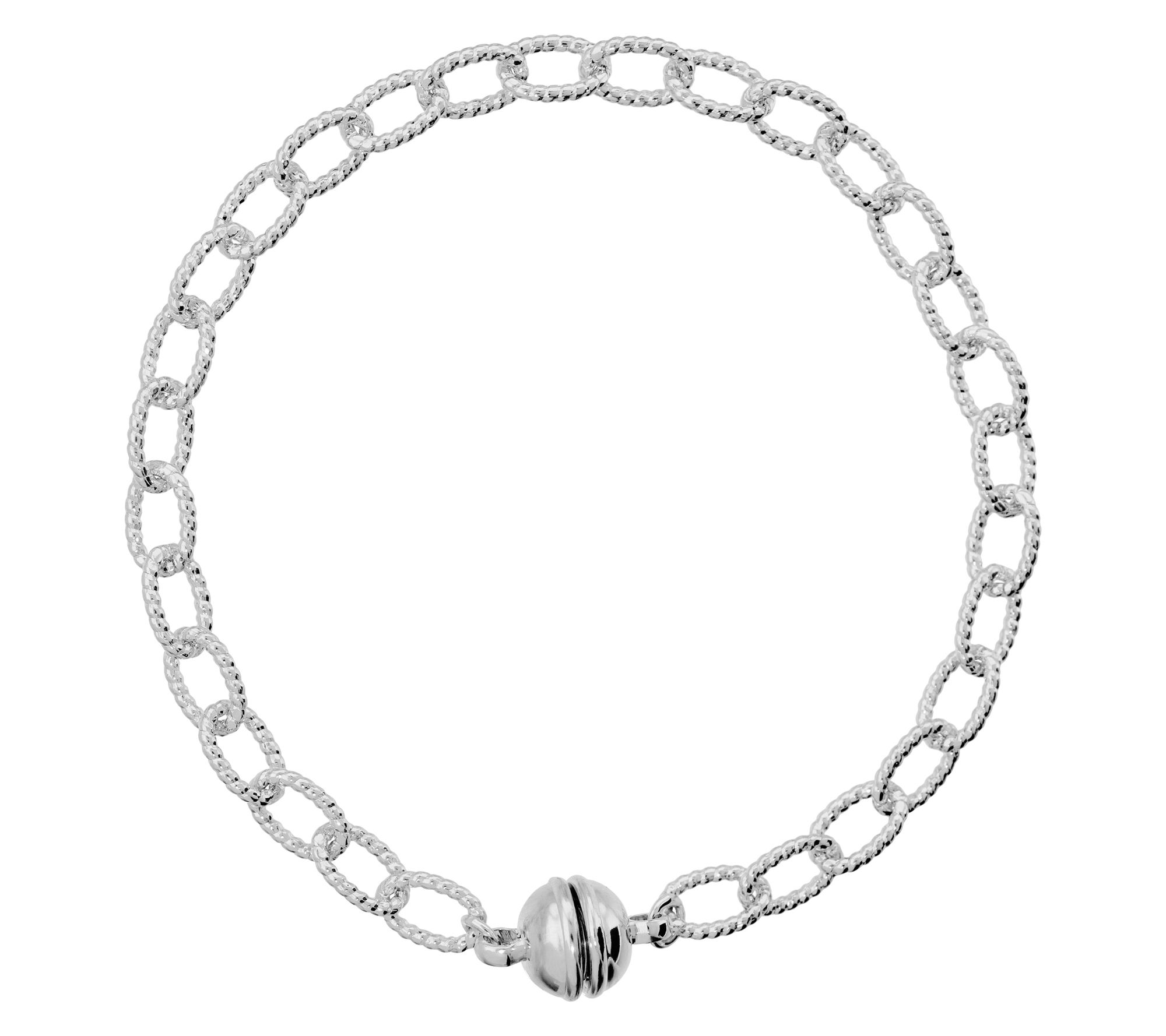 Bronzo Italia Diamond Cut Chain Bracelet w/ Magnet Closure