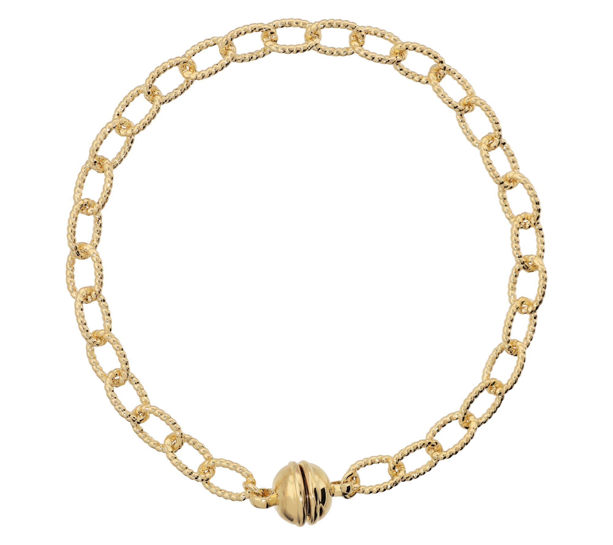 Bronzo Italia Diamond Cut Chain Bracelet w/ Magnet Closure