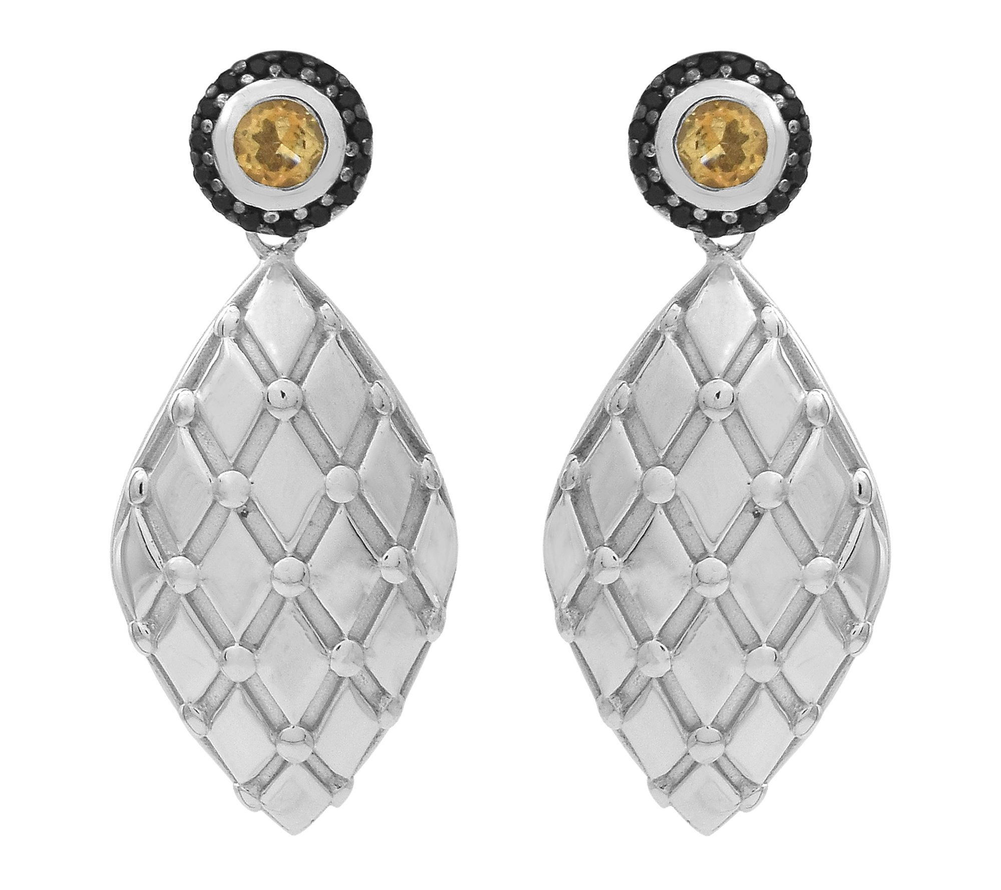 Affinity Gems Citrine & Black Spinel Dangle Earrings, Sterling