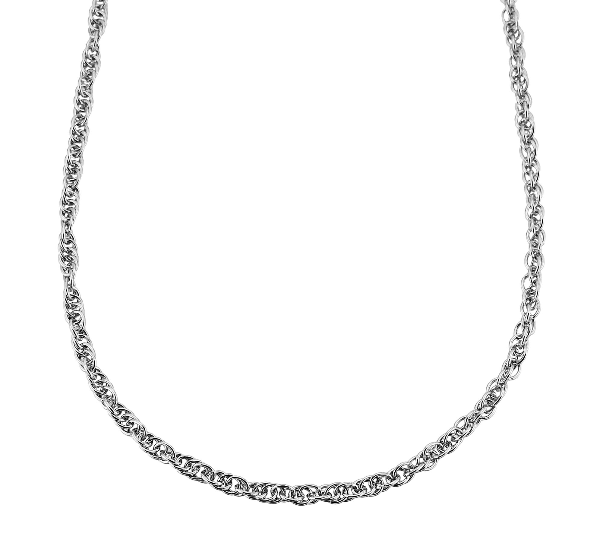 Silver Style 1.7mm Solid Loose Rope Chain Necklace, Sterling