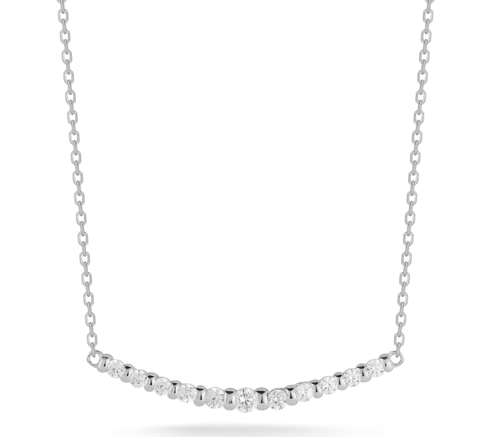 Sterlina Silver Pave Graduated Bar Necklace, Sterling