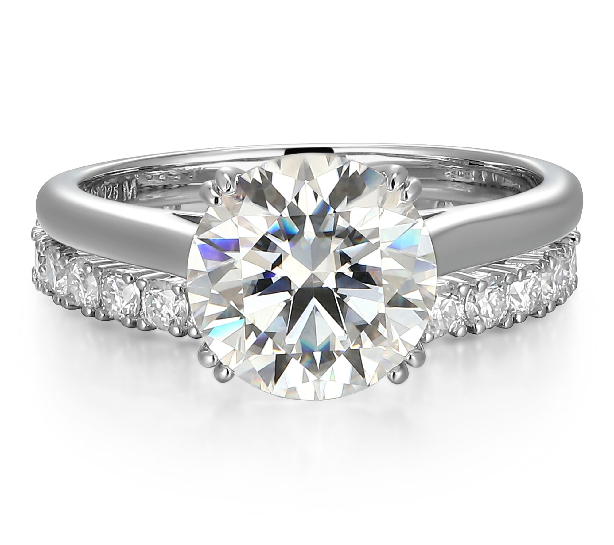 Moissanite 3.10 cttw Solitaire & Band Ring Set,Sterling