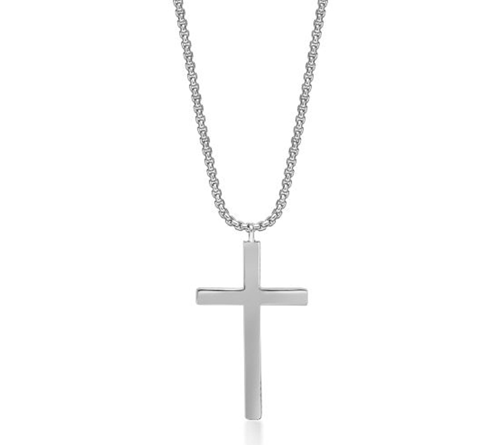 LYNX Men's Sterling Black Spinel Cross Pendantw/ Chain