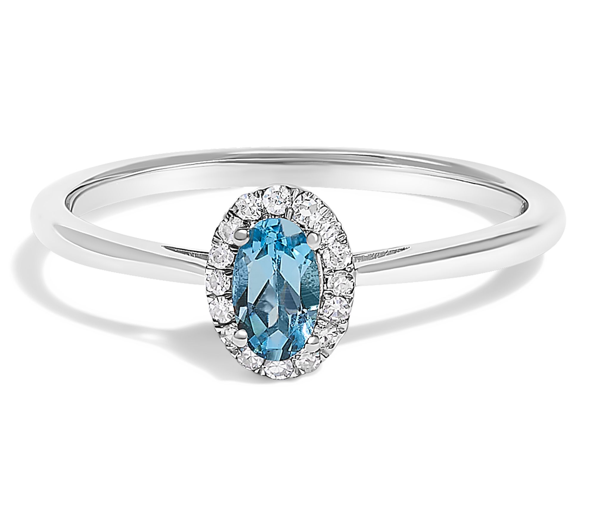 Haus of Brilliance Blue Topaz & Diamond Halo Ring, 10K Gold