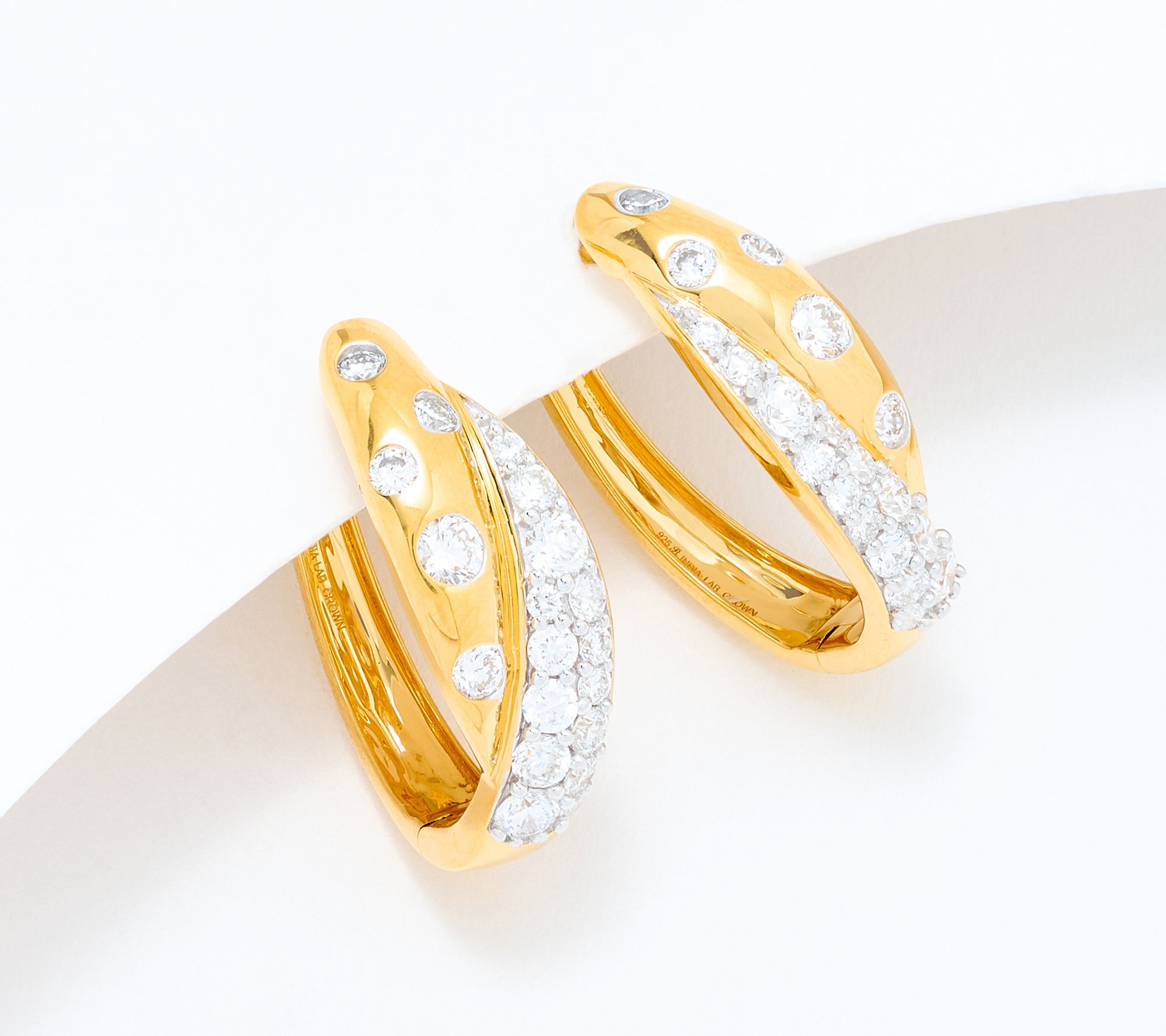  Fire Light Lab Grown Diamond 1 cttw Twisted Detail Hoops, Sterling