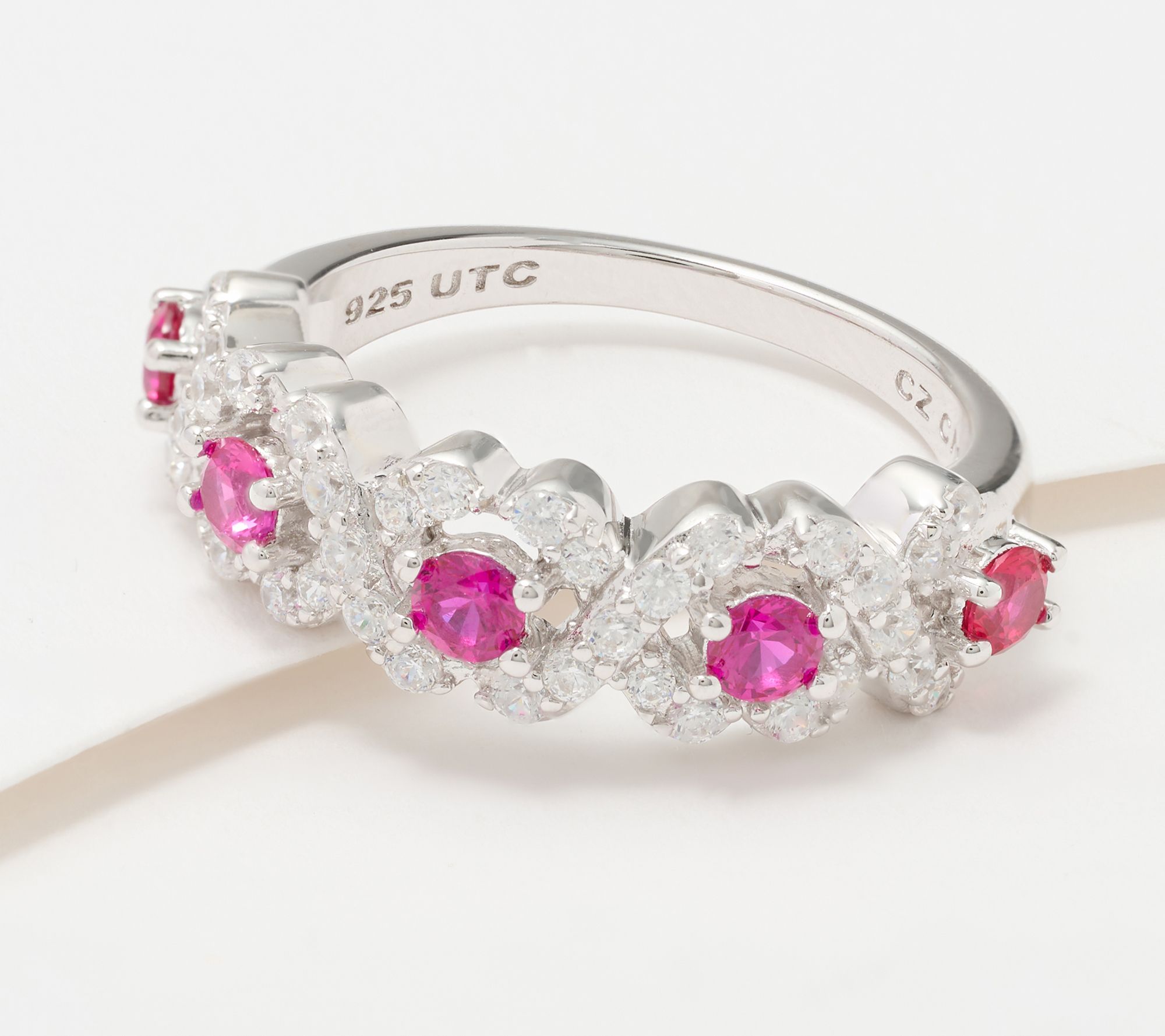 Diamonique x Kathy Levine Blushing Beauty Band Ring, Sterling Silver