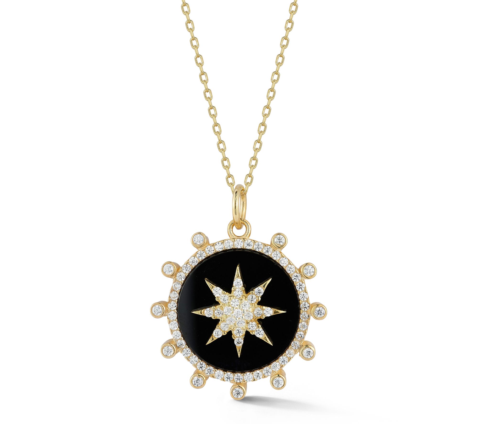 Sterlina Silver Star Medallion Pendant w/ Chain, Sterling