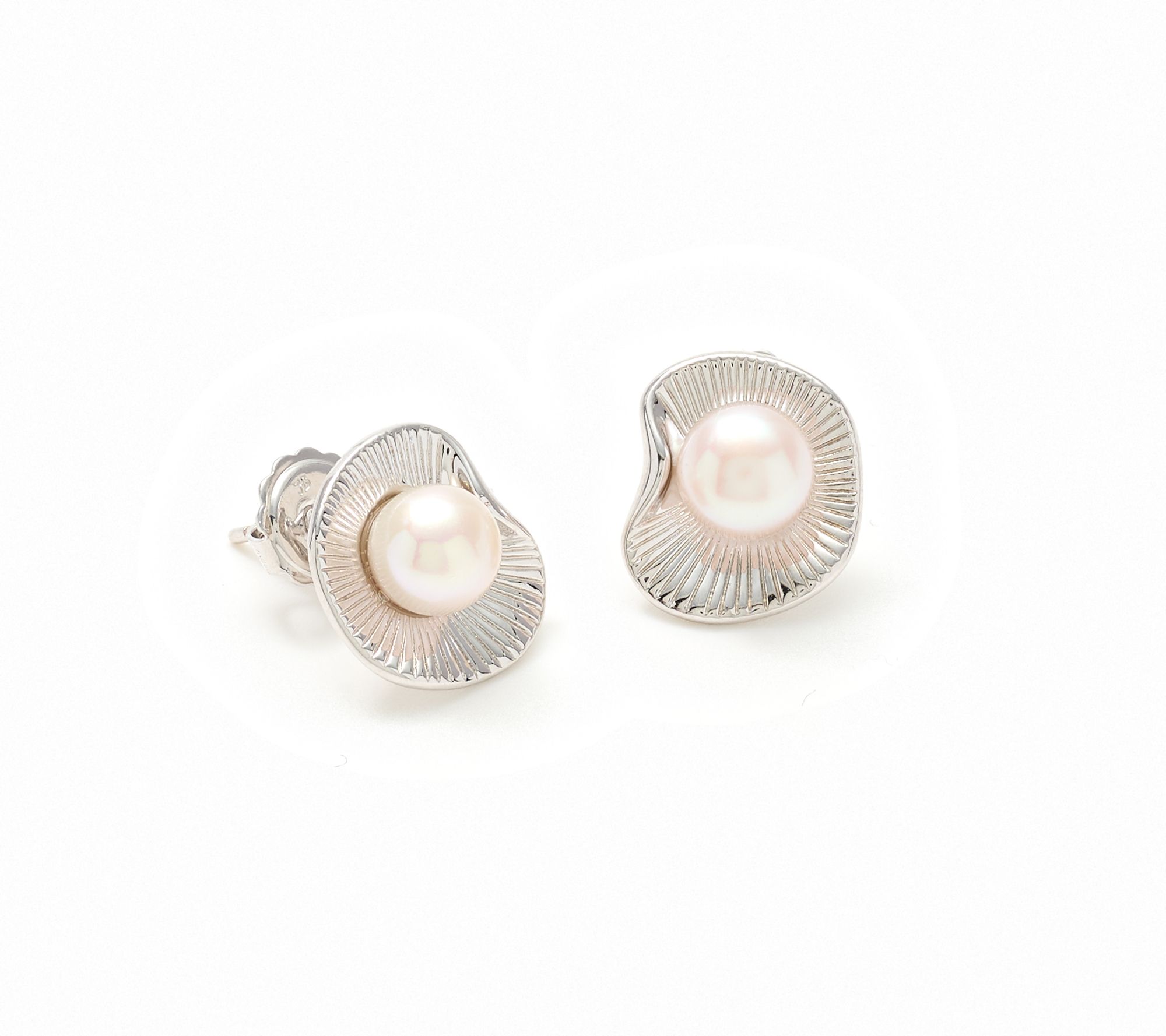 Honora Cultured Pearl Wave Detail Stud Earring, Bronze