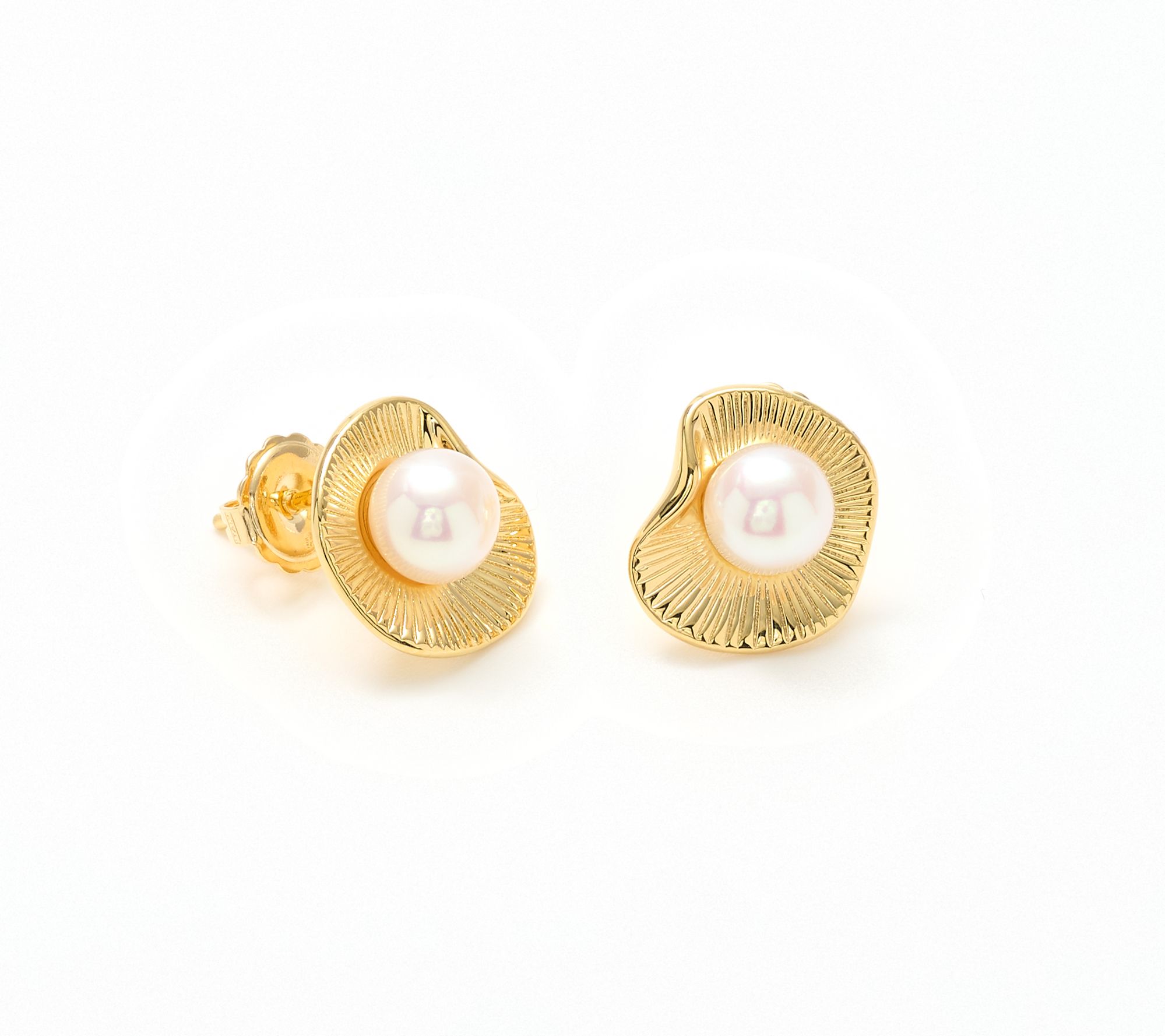 Honora Cultured Pearl Wave Detail Stud Earring, Bronze