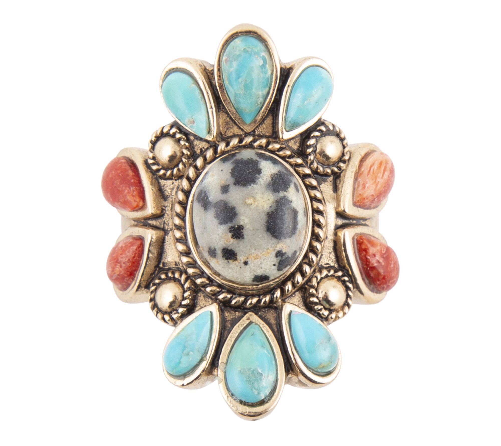 Barse Artisan Crafted Bronze Multi-Gemstone Cocktail Ring